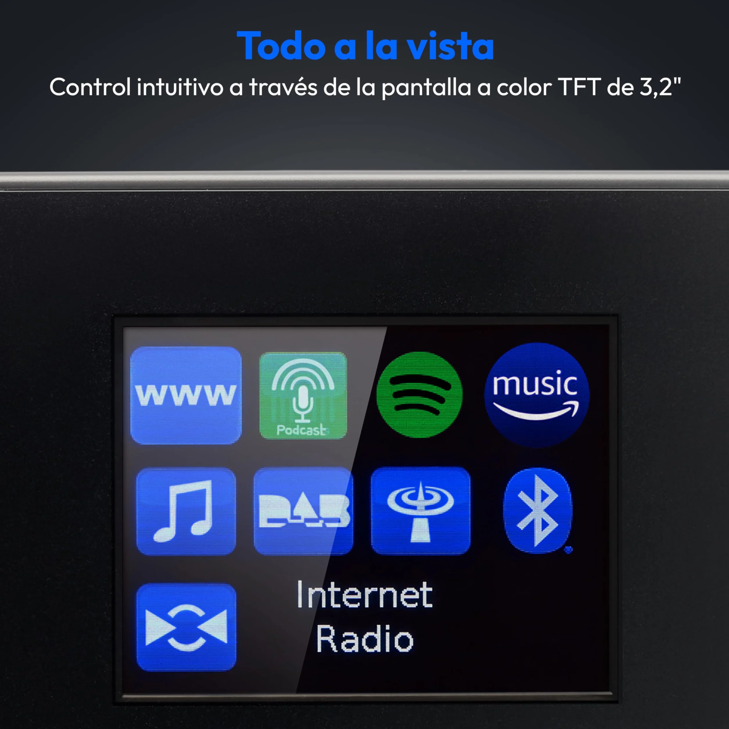 MEDION P85444 Radio por Internet 2.1 con Subwoofer (Dab+, Radio FM, Spotify Connect, WiFi, Bluetooth, Streaming, Ecualizador, Pantalla de visualización, USB, AUX, Despertador
