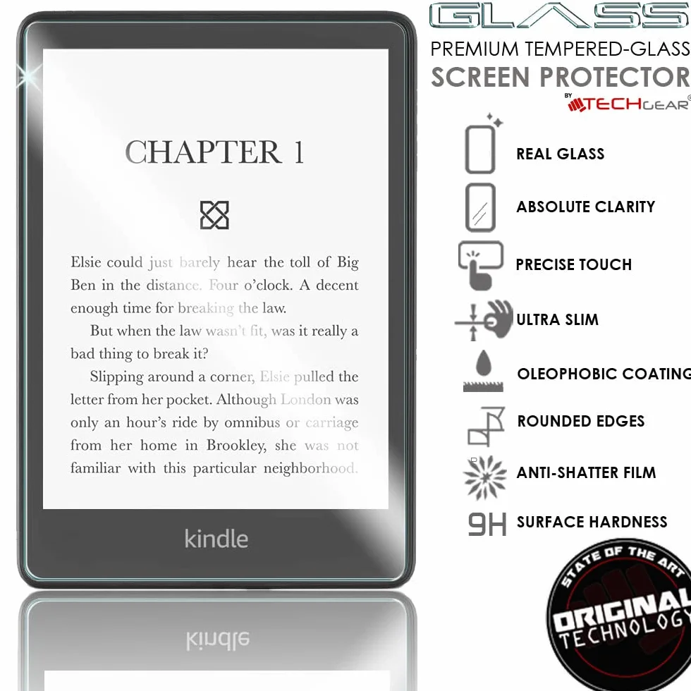 TECHGEAR 2 Piezas Protector Pantalla Vidrio Templado para Amazon Kindle Paperwhite 5 / Signature / Kids 6.8" 2021