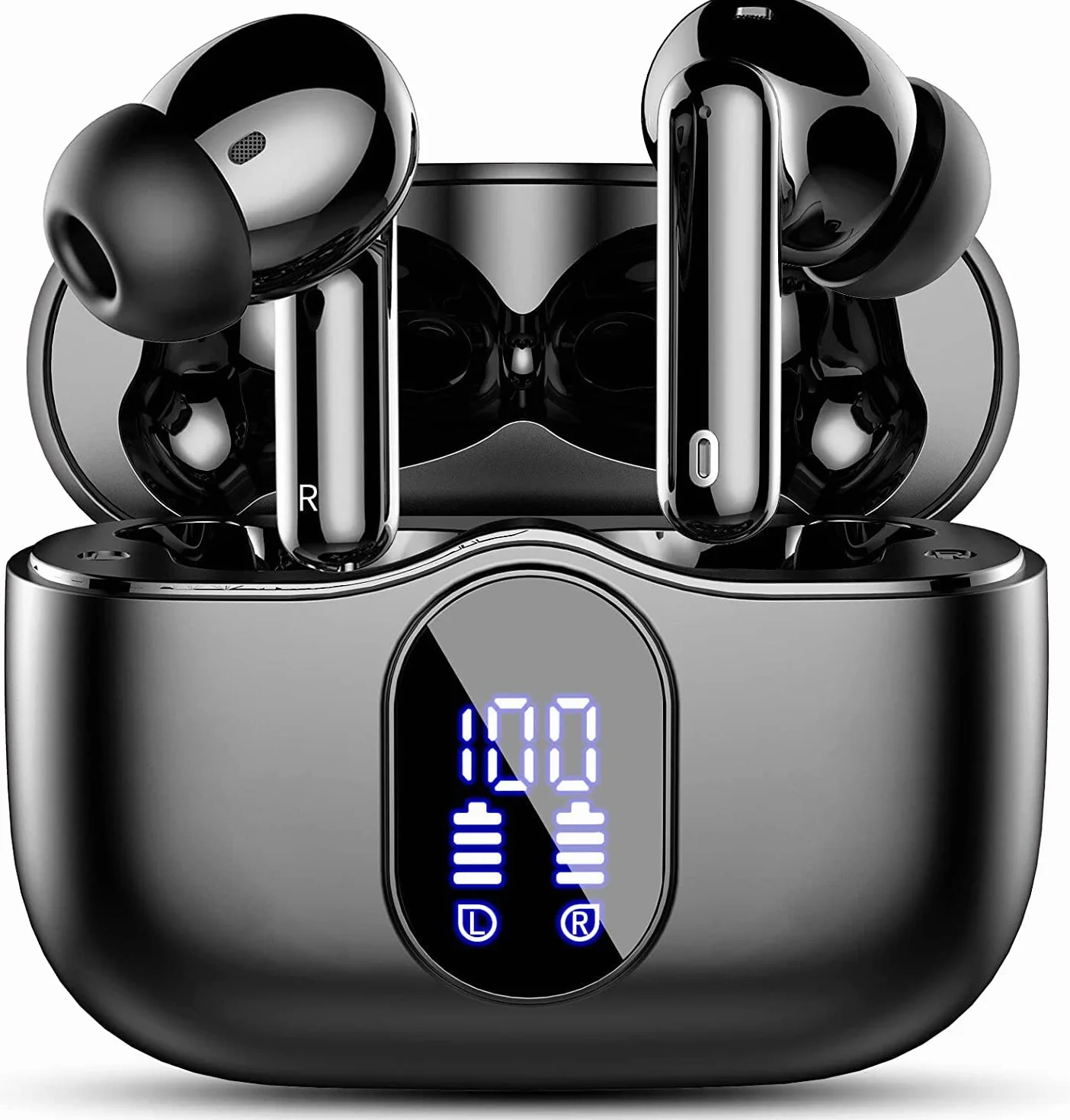 Btootos Auriculares Inalámbricos, Bluetooth 5.3 con HD Micrófono HiFi Estéreo Pantalla LED, Reducción de Ruido, 13 mm Controlador dinámico, IP7 Impermeable 36H Cascos Inalambricos