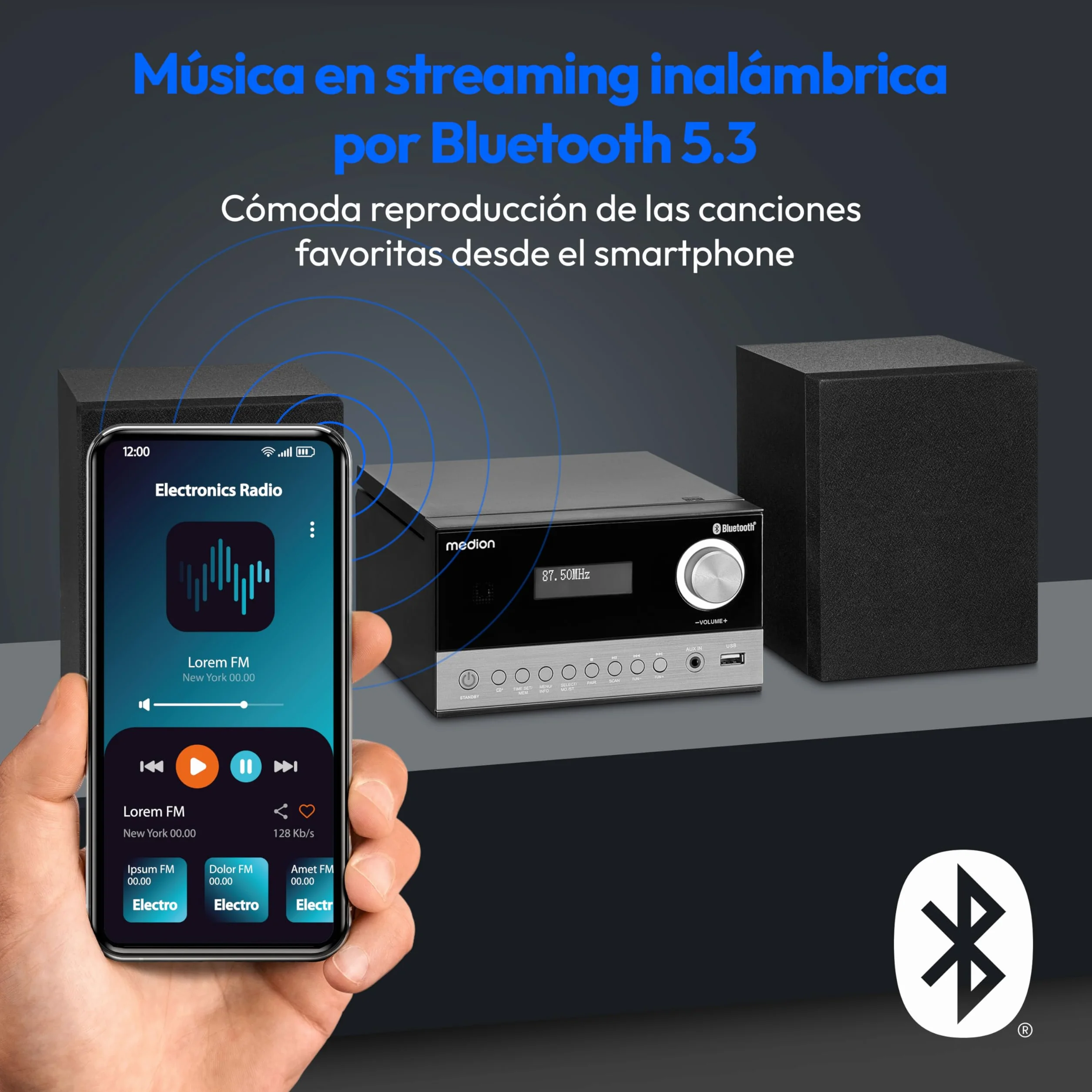 MEDION E64088 Compact Micro Audio System Dab+ CD PLL FM Radio Bluetooth USB MP3 LCD