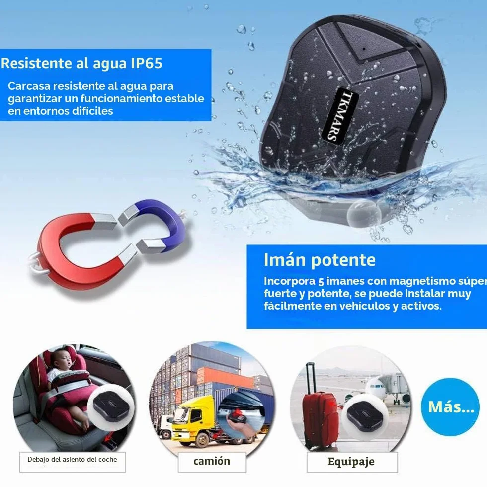 TKMARS Localizador GPS para Coche TK905 Rastreador sin Suscripción 90 días Espera 5000mAh Impermeable Antirrobo