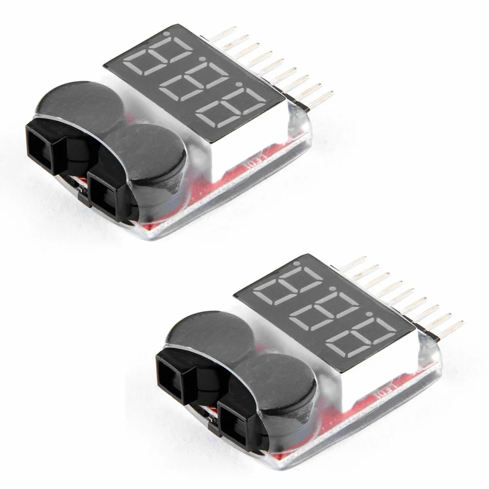 DollaTek 2PCS RC Lipo Batería Monitor de la alarma del probador Comprobador de bajo voltaje alarma del zumbador con indicador LED para 1-8 S Lipo LiFe LiMn Li-ion de la batería