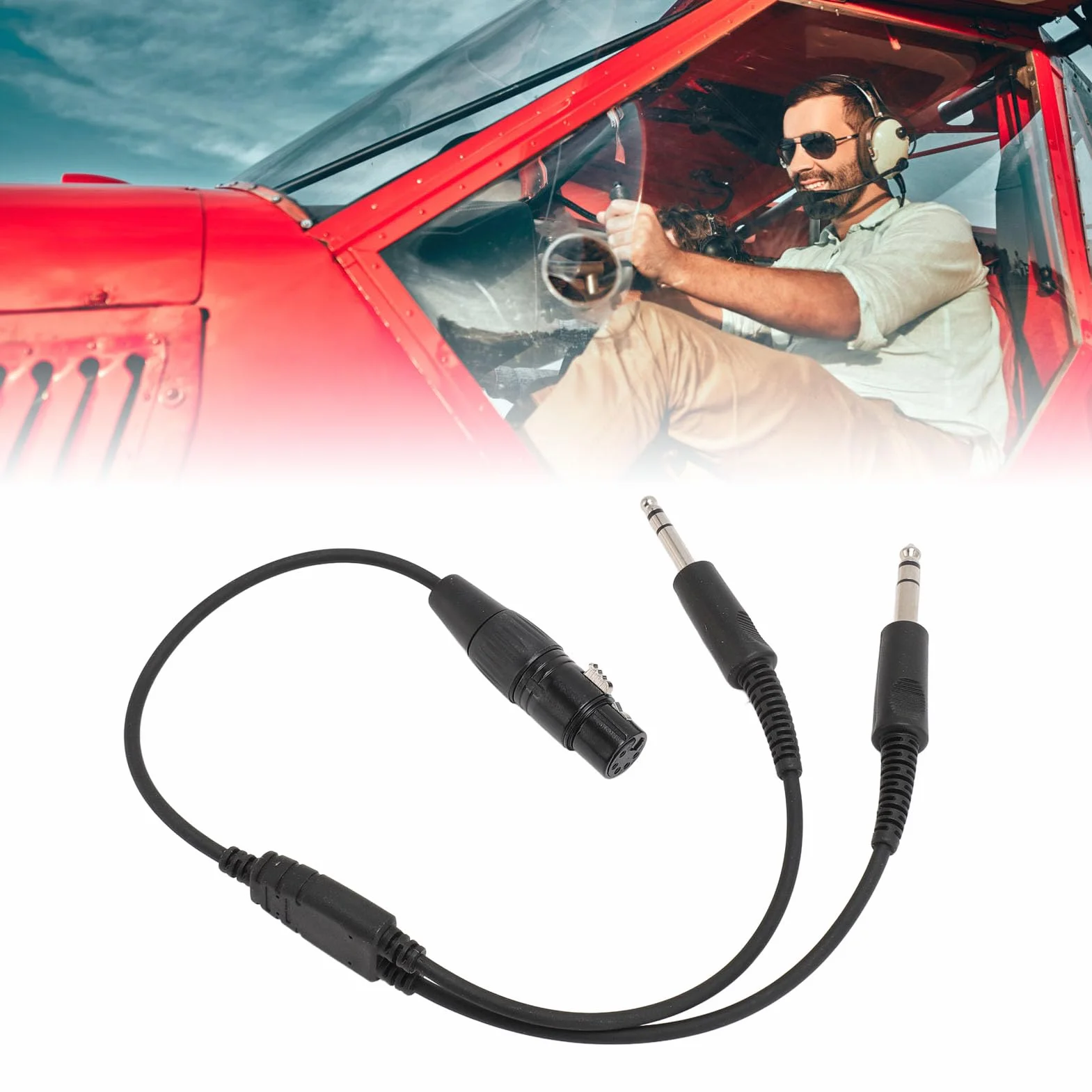 VBESTLIFE Cable Adaptador Auriculares Aviación Doble Enchufe XLR 5 Pines GA PJ-068 PJ-055