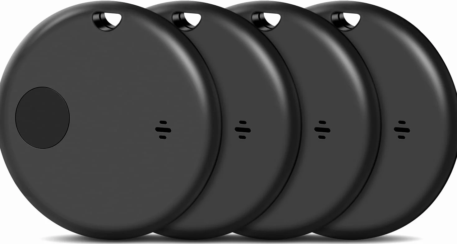 Smart Air Tracker Tag 4 Pack, Localizador Llaves Bluetooth Funciona con Apple Buscar(Sólo iOS), Buscador de Llaves, Billetera y Equipaje, Batería Reemplazable