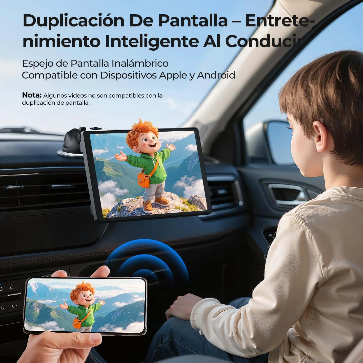 Carplay - Pantalla portátil de 8 pulgadas para coche Apple CarPlay y Android, pantalla HD de 1440 x 900, soporte magnético, actualizaciones OTA, cámara trasera, Bluetooth, control por voz
