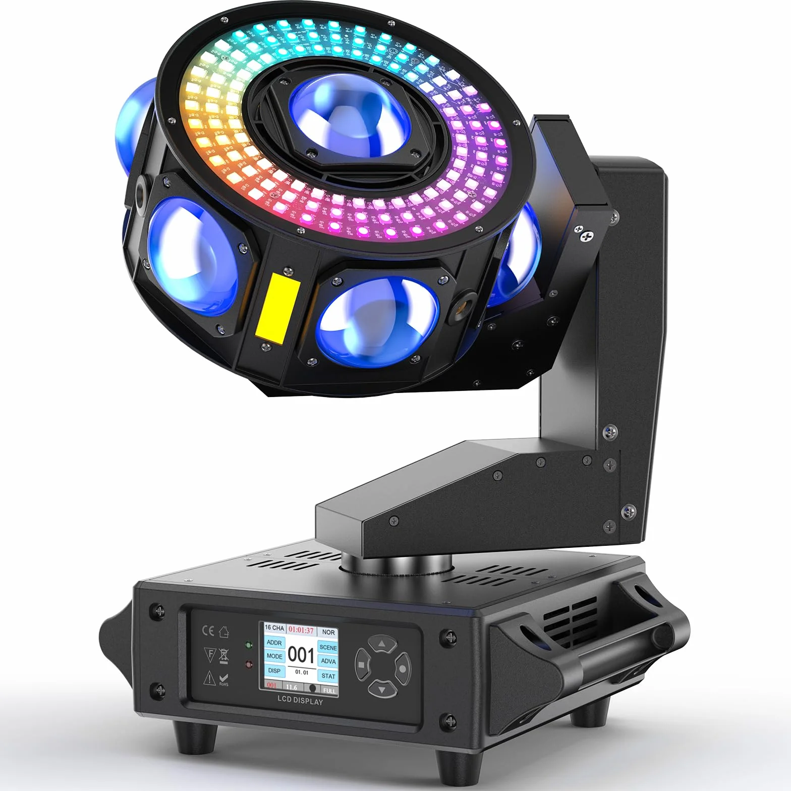 200W Cabeza Movil LED RGBW Beam Luz de Escenario Focos móviles para Disco Fiesta Casa Bar iluminación