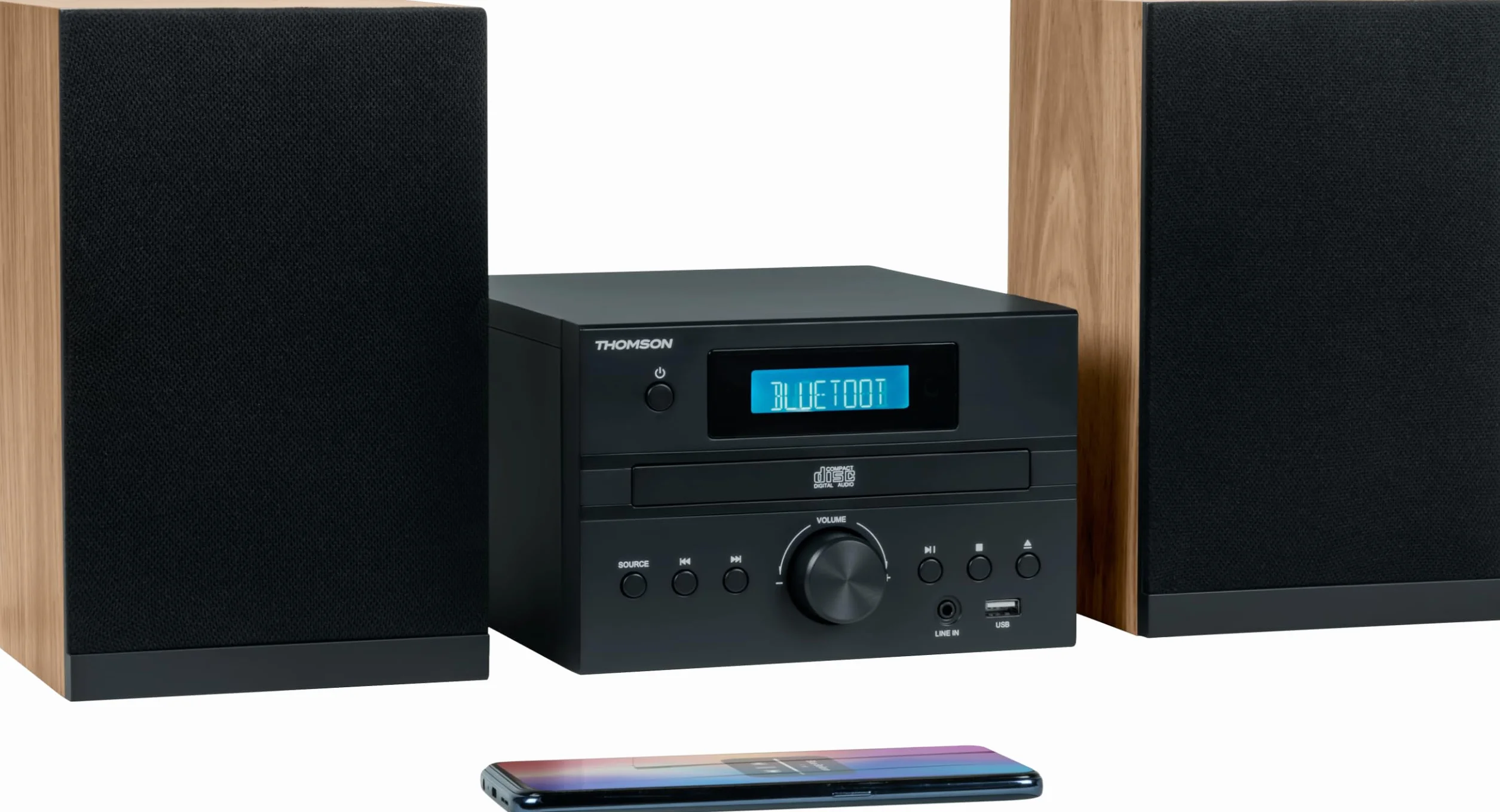 THOMSON Microsistema Bluetooth Radio FM CD MP3 USB 20W RMS 230 V