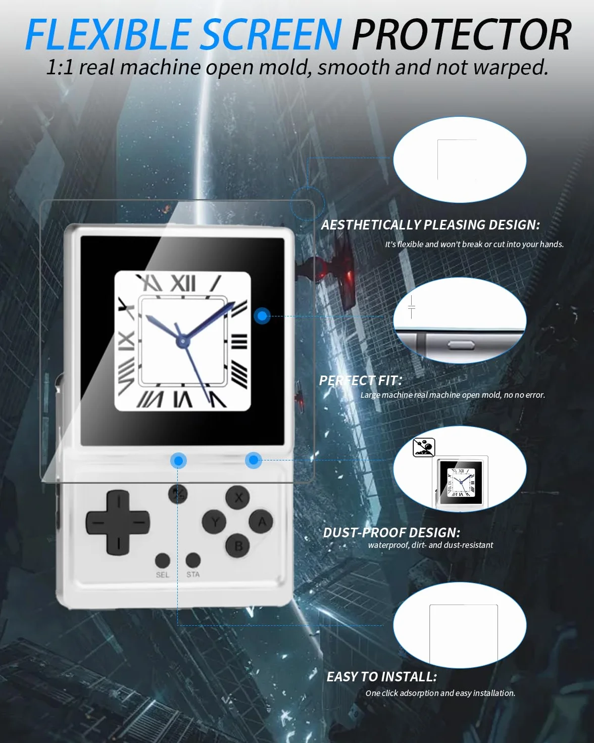 Protector de pantalla para Anbernic RG Rotate Retro Handheld 3,5 pulgadas, película de PET suave, paquete de 3 unidades