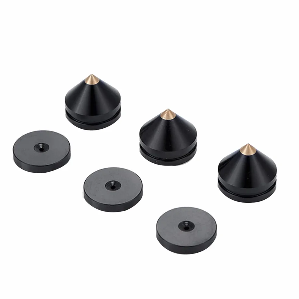 8 puntas para altavoces, de aleación de aluminio de alta calidad, patas de suelo con placas de absorción de impactos, clavijas para altavoces para dispositivos HiFi, tocadiscos, altavoces