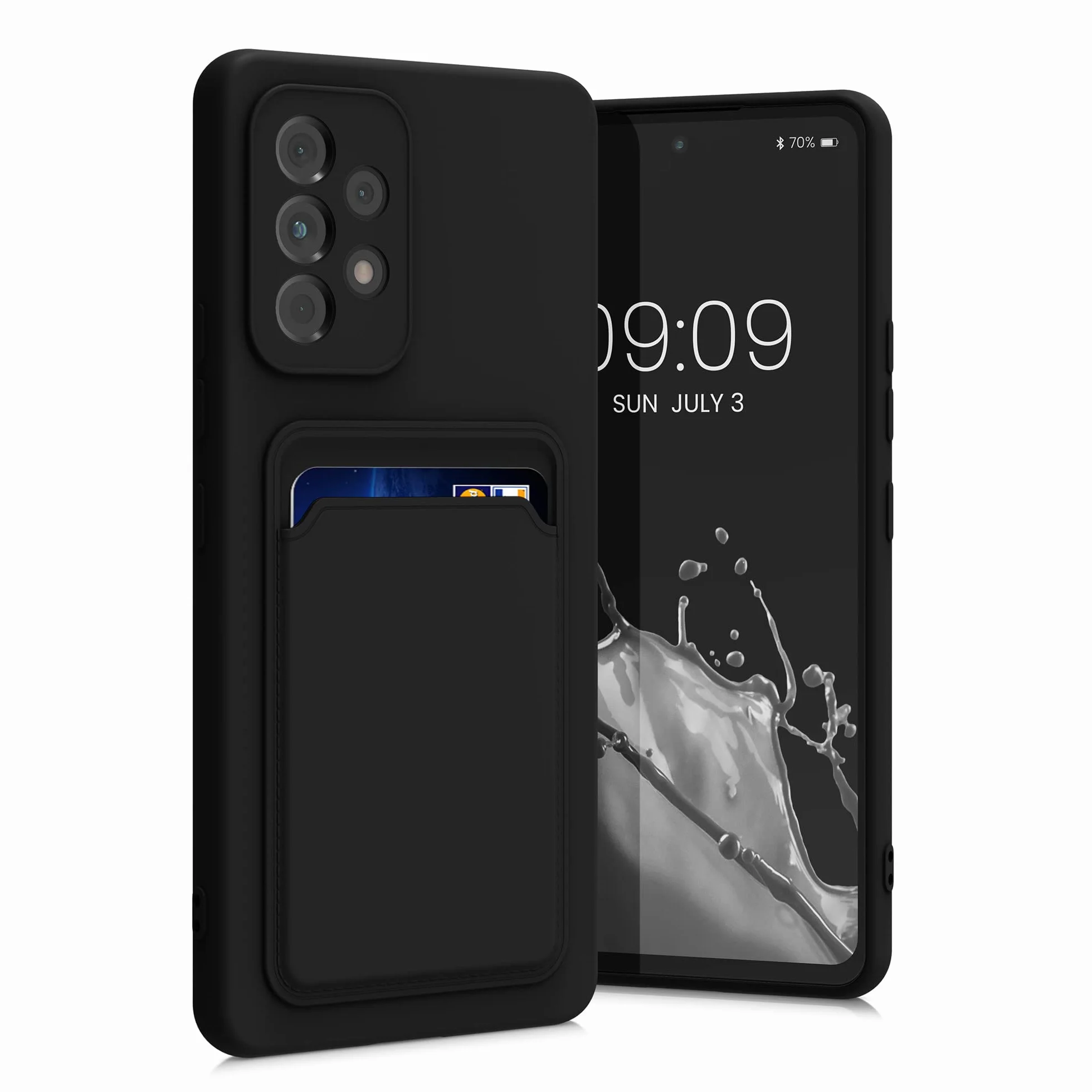 kwmobile Funda Billetera Compatible con Samsung Galaxy A53 5G Funda con Tarjetero - Carcasa Cartera Protectora con Espacio para Tarjeta - Negro