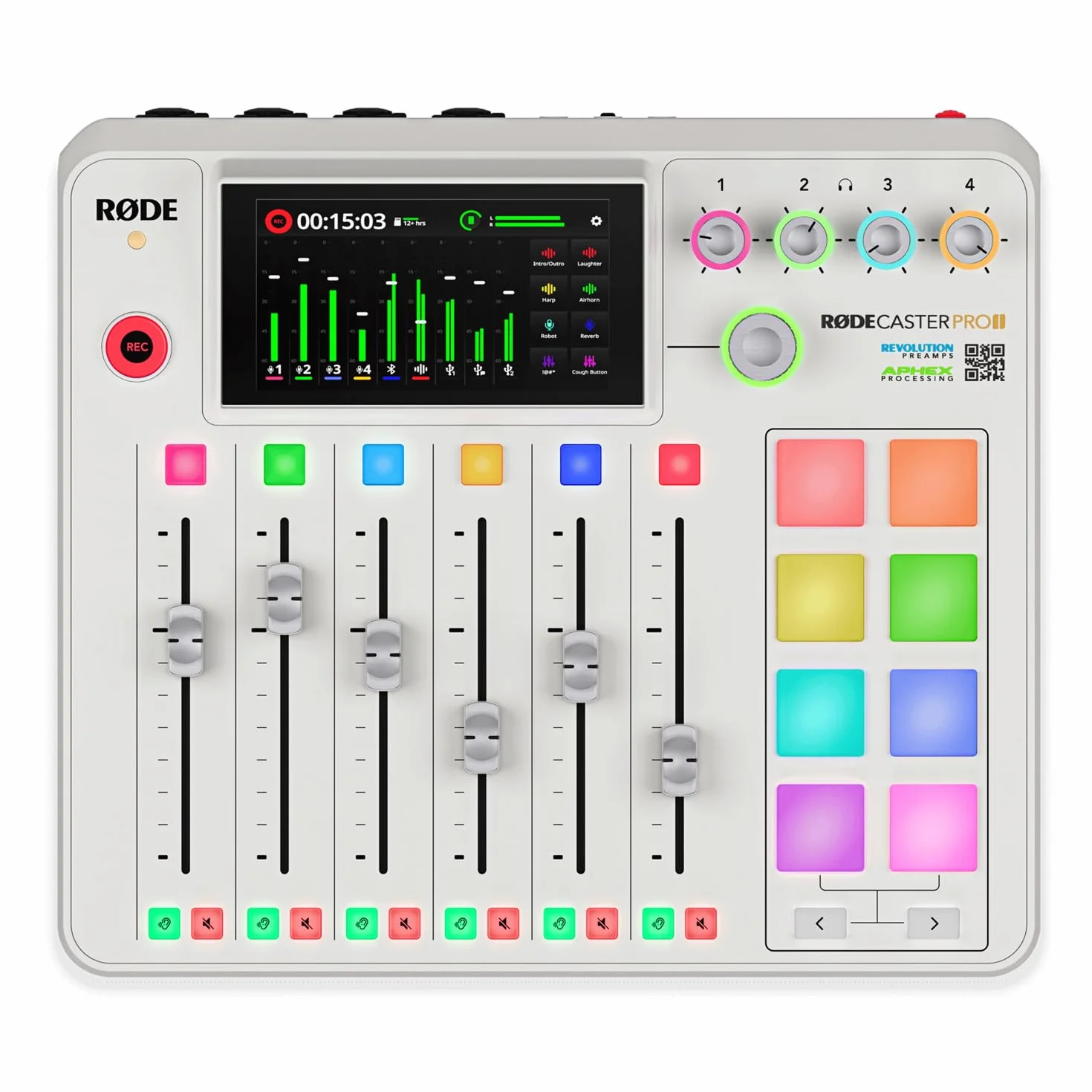 Rode Rodecaster Pro II Audio Production Studio Podcast Station - Estación de podcast con auriculares keepdrum, color blanco