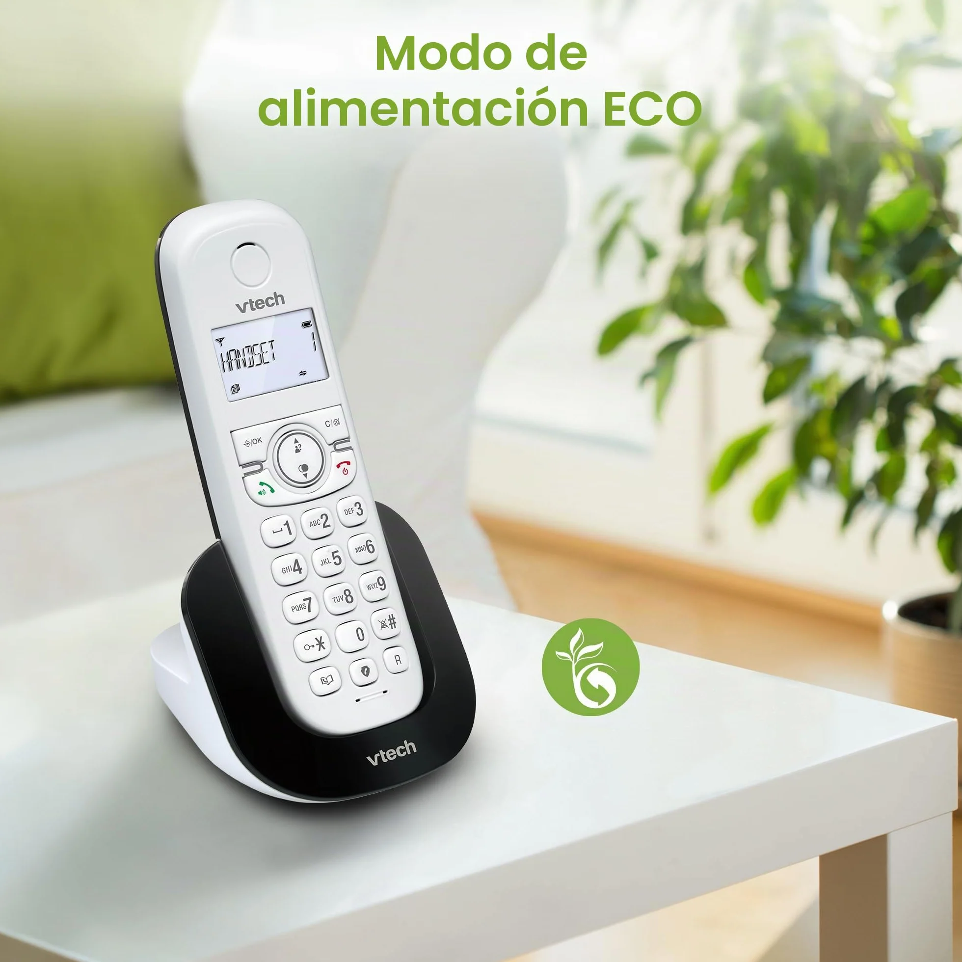 VTech CS1501 Teléfono inalámbrico Casa Duo, Teléfono Fijo DECT con Manos Libres y Bloqueo de Llamadas, Doble Carga, identificador de Llamada, LCD Pantalla retroiluminada y Teclado, Modo Eco, Blanco