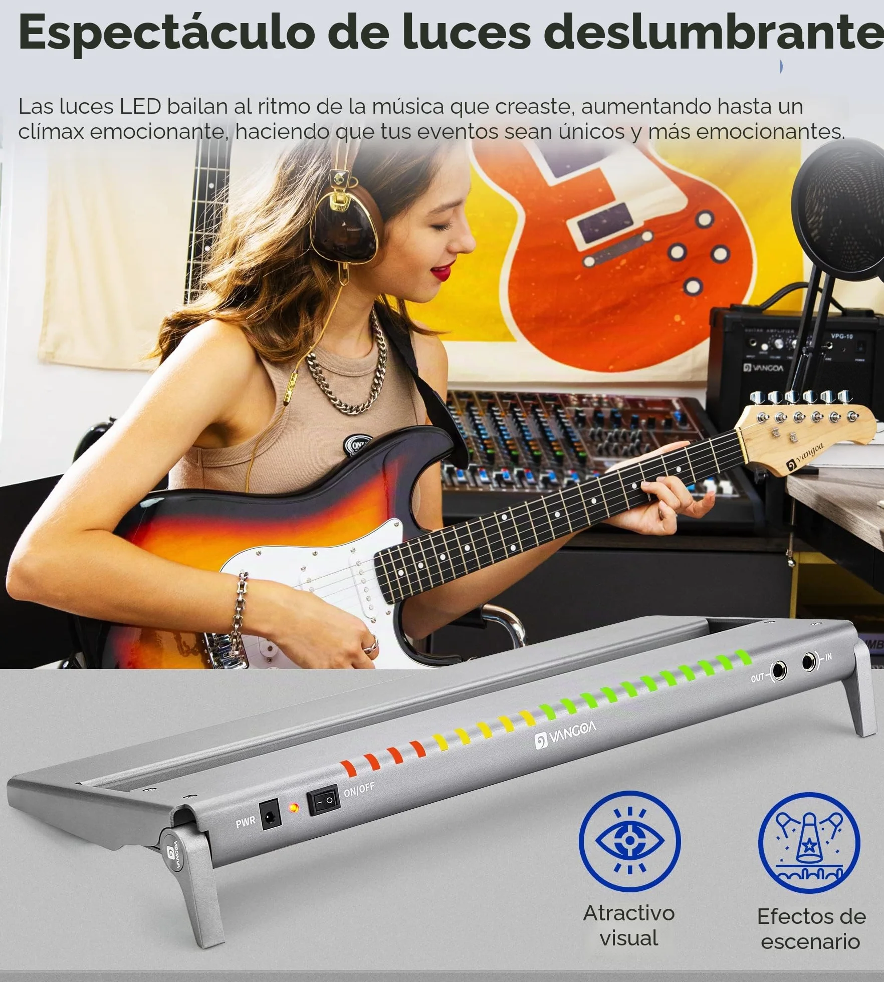 Vangoa Pedalera de guitarra con fuente de alimentación aislada incorporada, VPPD-S pedalboard eléctrica portátil pequeña y plegable de aluminio con bolsa de transporte, 41x16.5cm,1.3 kg,gris