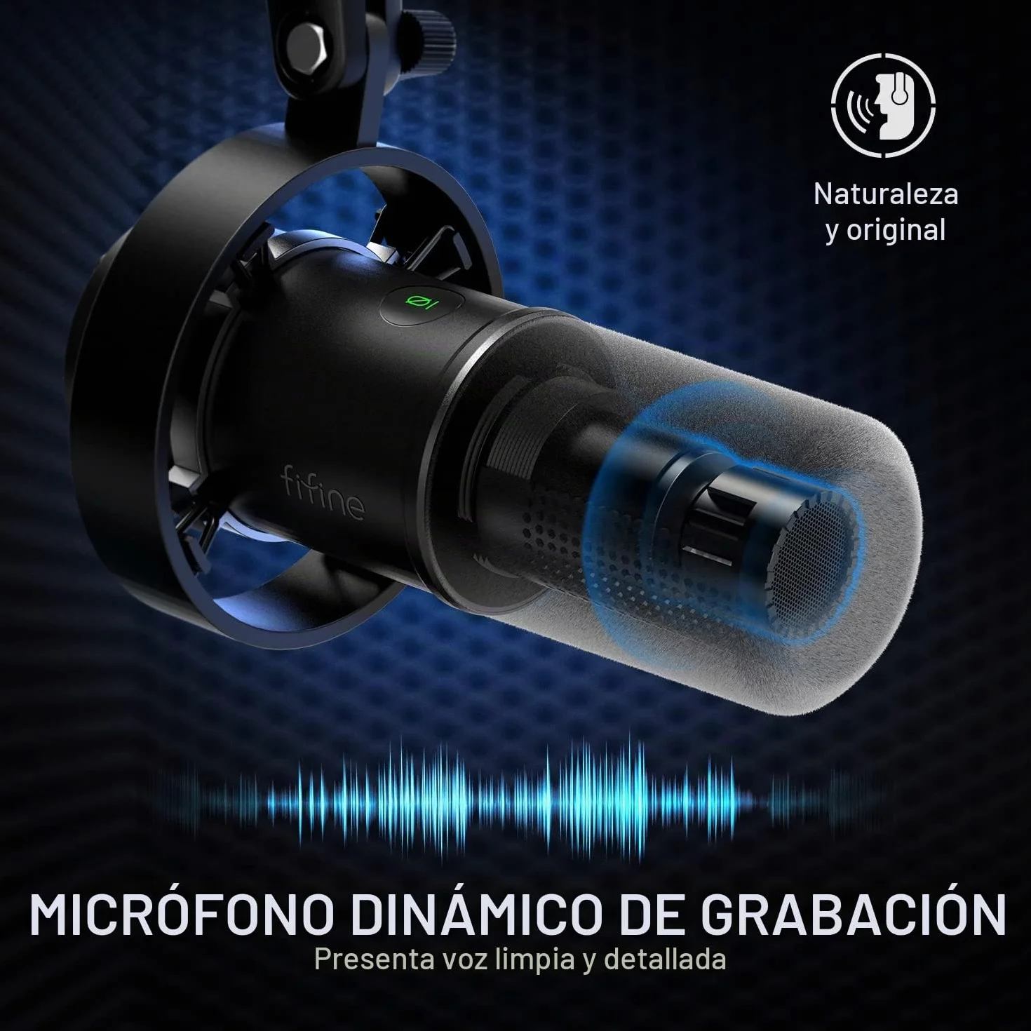 FIFINE XLR Studio Micrófono Dinámico de Podcast, RGB Gaming Micrófono USB per Ordenador PS4 PS5, para Podcast Estudio Streaming Podcasting Grabación