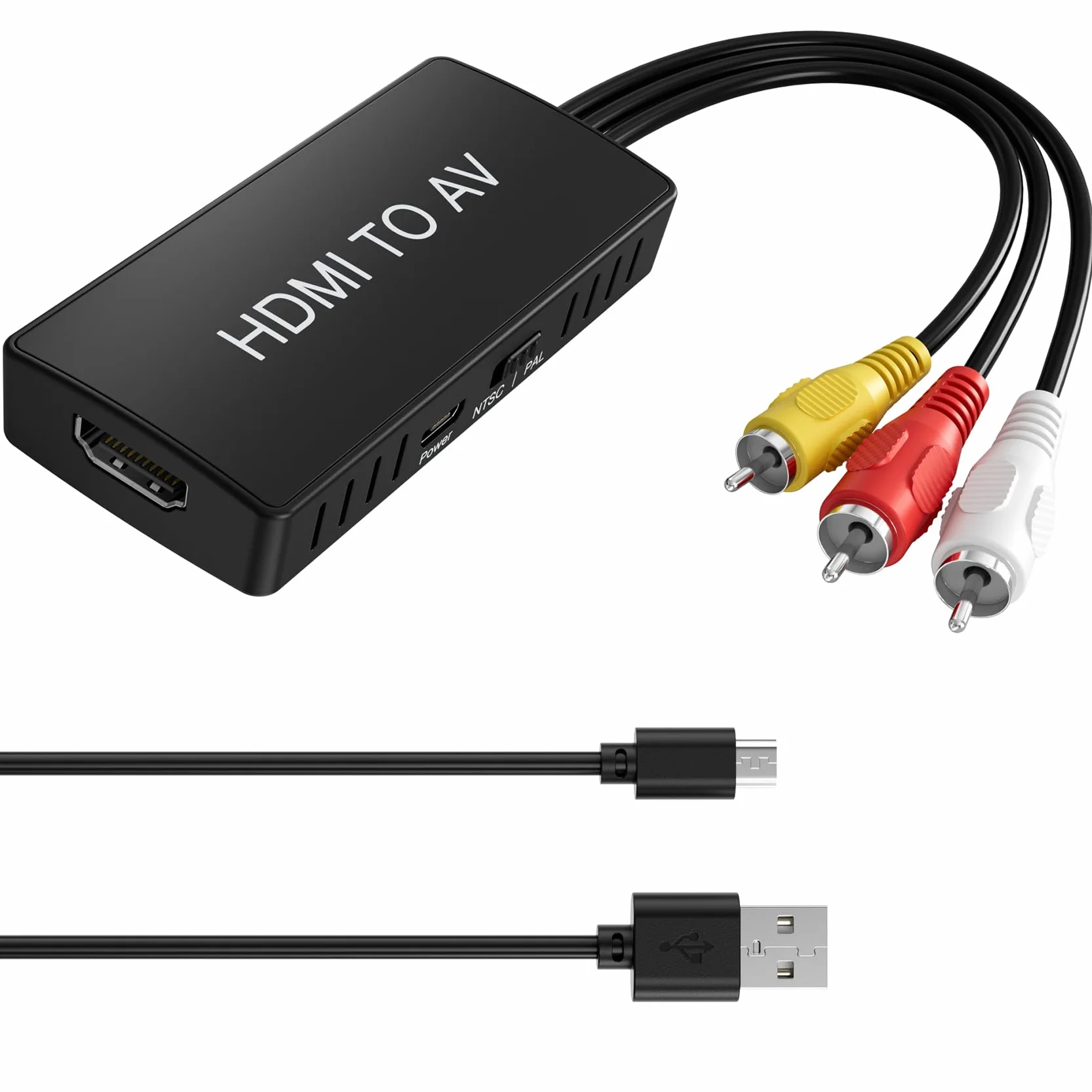 Convertidor HDMI a RCA, Adaptador HDMI a AV para TV Antigua, convertidor de Video Compuesto RCA soporta PAL/NTSC para TV Stick, Roku, Android Box, DVD