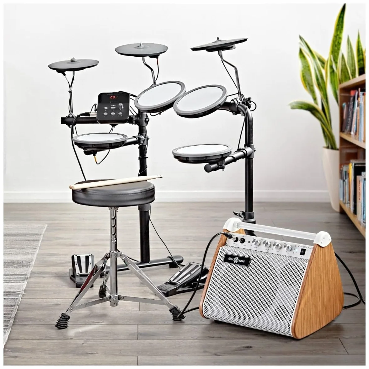 VISIONAMP Amplificador de Batería Electrónica y Teclado de Piano Electrónico Portátil de 50W - Blanco