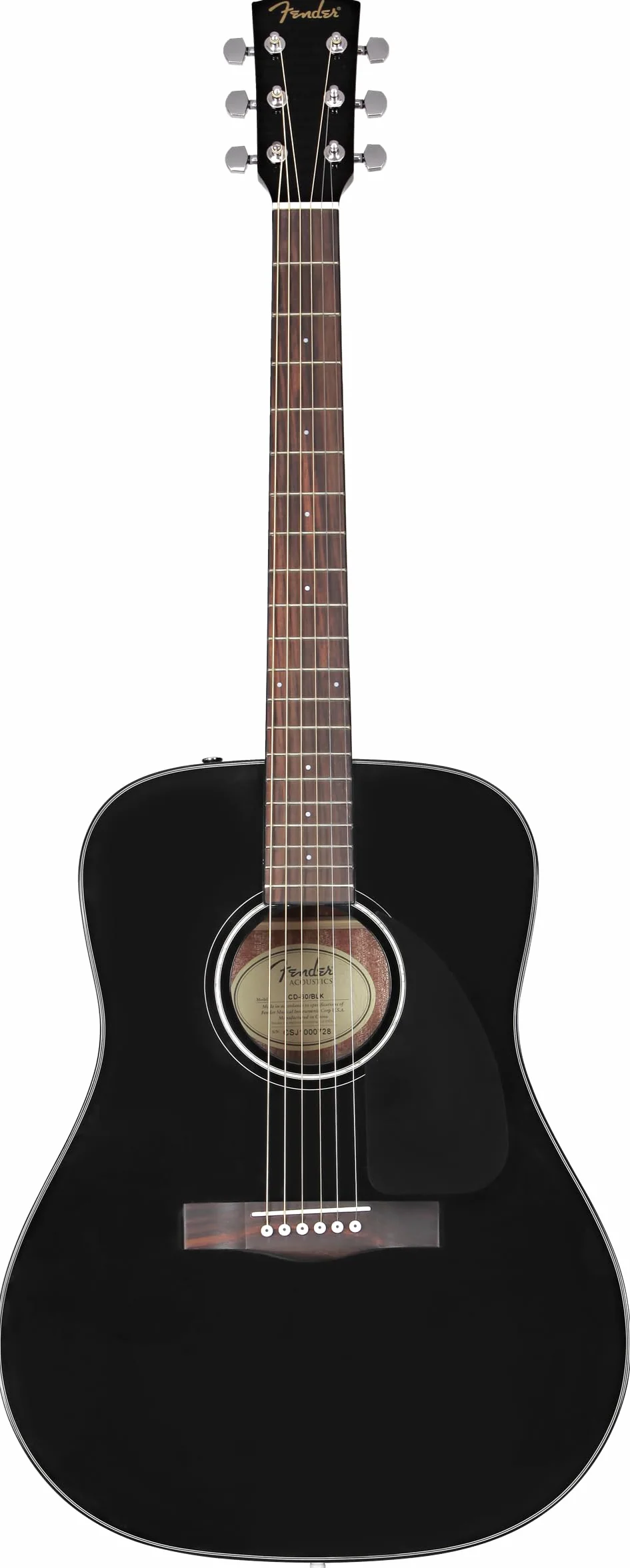 Fender CD-60 Dreadnought V3 DS Guitarra Acústica, Diapasón de Nogal, Negro, Incluye cursos virtuales gratuitos en Fender Play