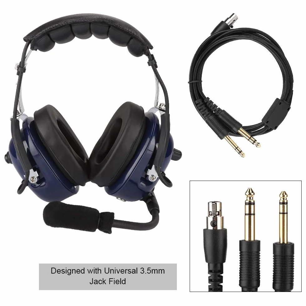 VIFER Auriculares de Aviación General de Piloto, Doble Enchufe, Reducción de Ruido 3,5 mm