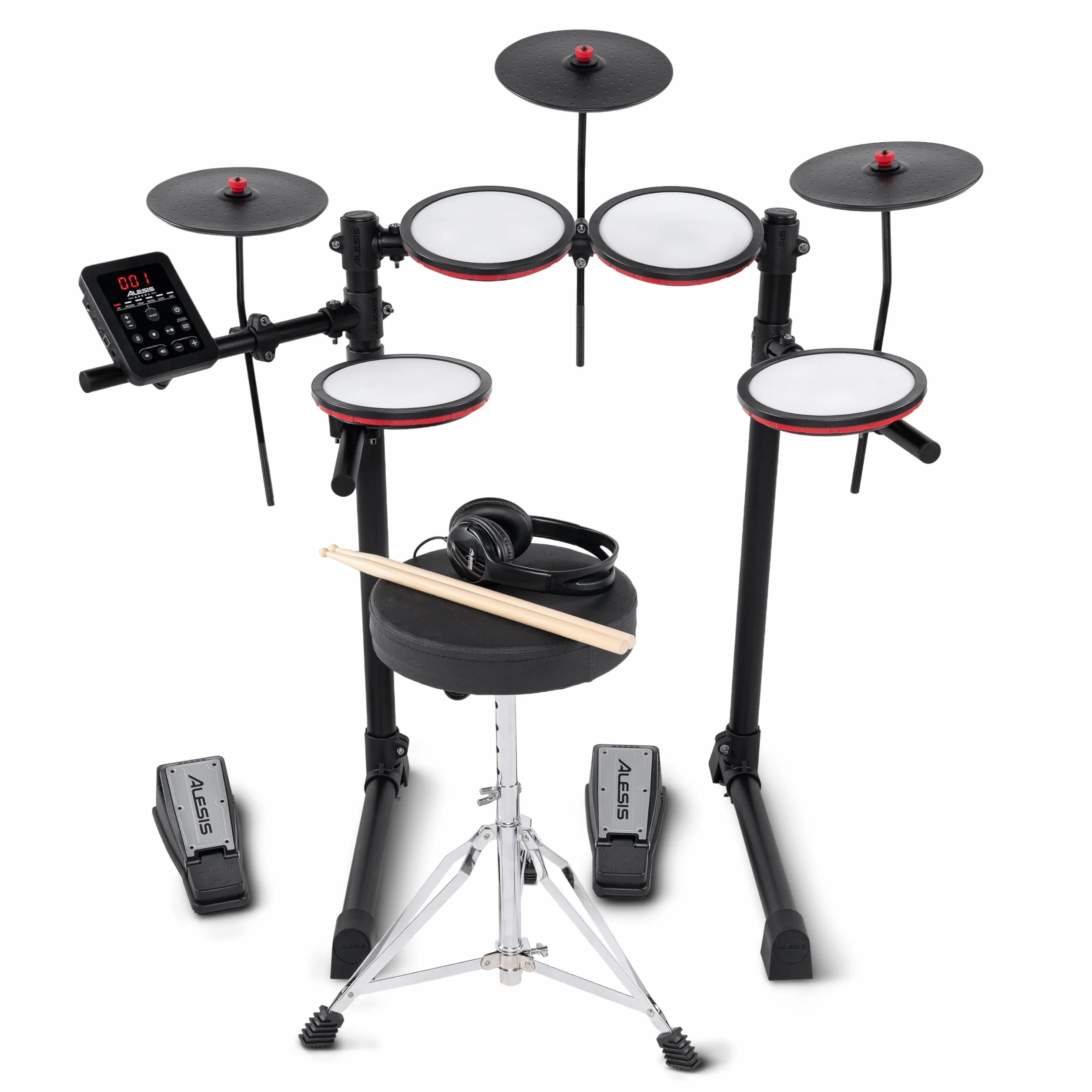 Alesis Turbo Max Set de Batería Eléctronica con Parches de Malla Silenciosos de 8 Pulgadas, Lecciones de Percusión, Bluetooth y Accesorios