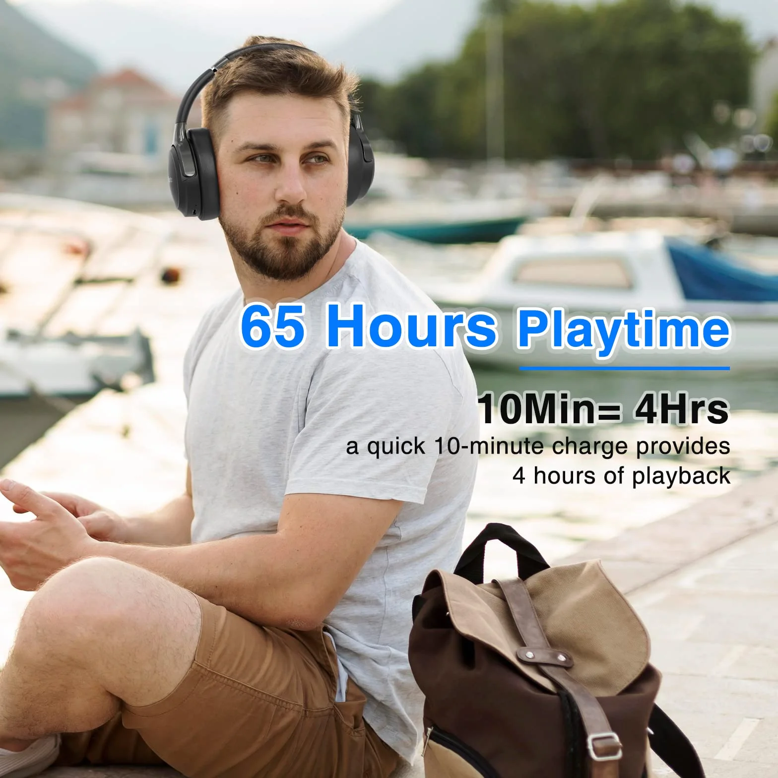 Auriculares Inalámbricos Bluetooth 65 Horas 6 Modos EQ Estéreo HiFi con Micrófono