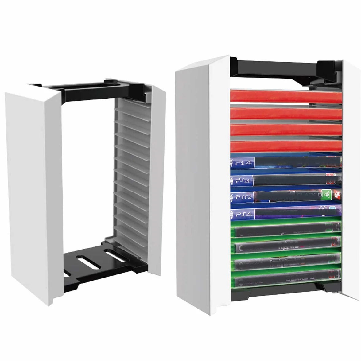 Queen.Y PS 5 Premium Juego Torre de Almacenamiento Soporte Juego Caja de Disco Estante de Almacenamiento 12 Juegos Soporte de Disco Estante de Almacenamiento para Ps5 Discos de