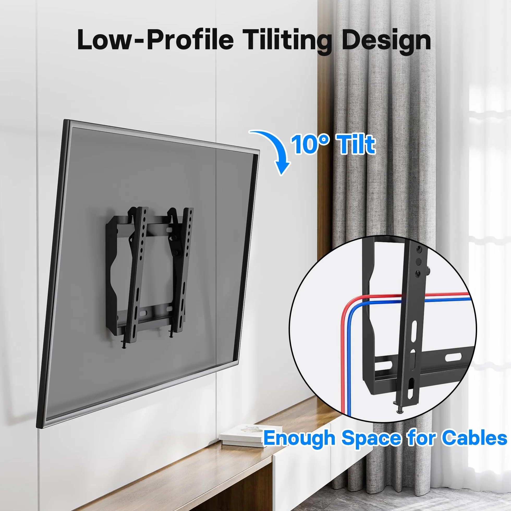 BONTEC Soporte TV Pared Inclinable Ultrafino para 17-45 Pulgadas LED/LCD/OLED Plasma, Máx 30 kg, VESA 200x200mm