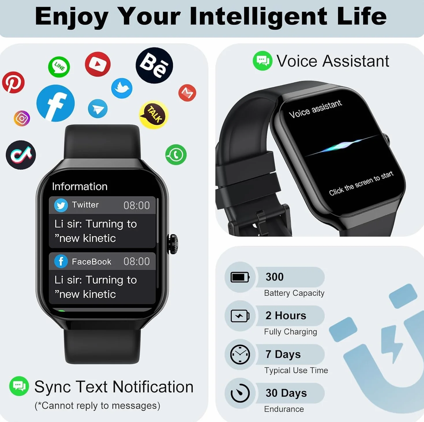 2026 Reloj Inteligente Hombre Mujer, 1.96" Smartwatch con Llamadas Bluetooth y Whatsapp Notificación, IP68 Pulsera Actividad con 100+ Modos Deportivos, Pulsómetro, Monitor de Sueño para Android iOS