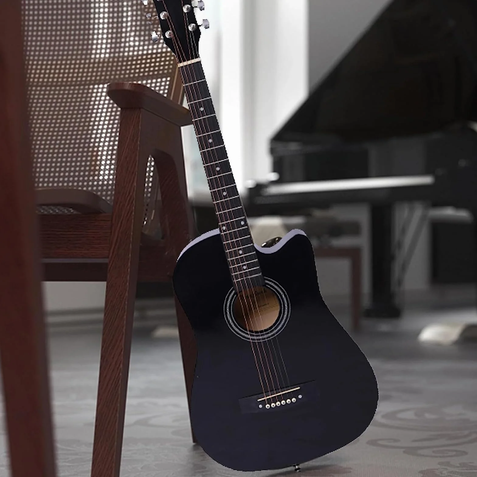 Rosefinch Cuerdas de acero para guitarra acústica 3/4 de 38 pulgadas Folk Cutaway Guitarra de madera para Biginner adultos y niños principiantes kits de guitarra con bolsa de afinador, púa, cuerdas de