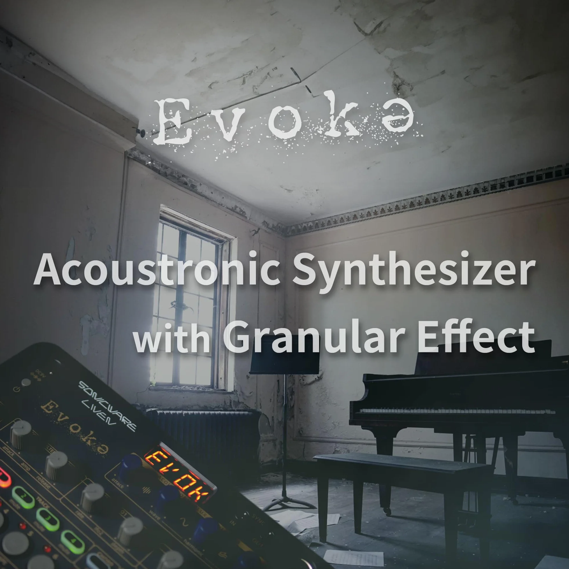 Sonicware Liven Evoke [Sintetizador Acoustronic con efecto granular] - Sintetizador portátil para producción musical ambiental cinematográfica y posclásica, alimentado por batería