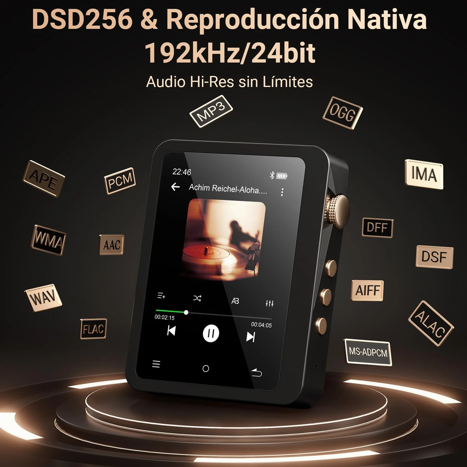 MECHEN M33 Reproductor MP3 Bluetooth 128GB Hi Res DSD DAC FLAC 192Khz/24bit Pantalla Táctil USB C
