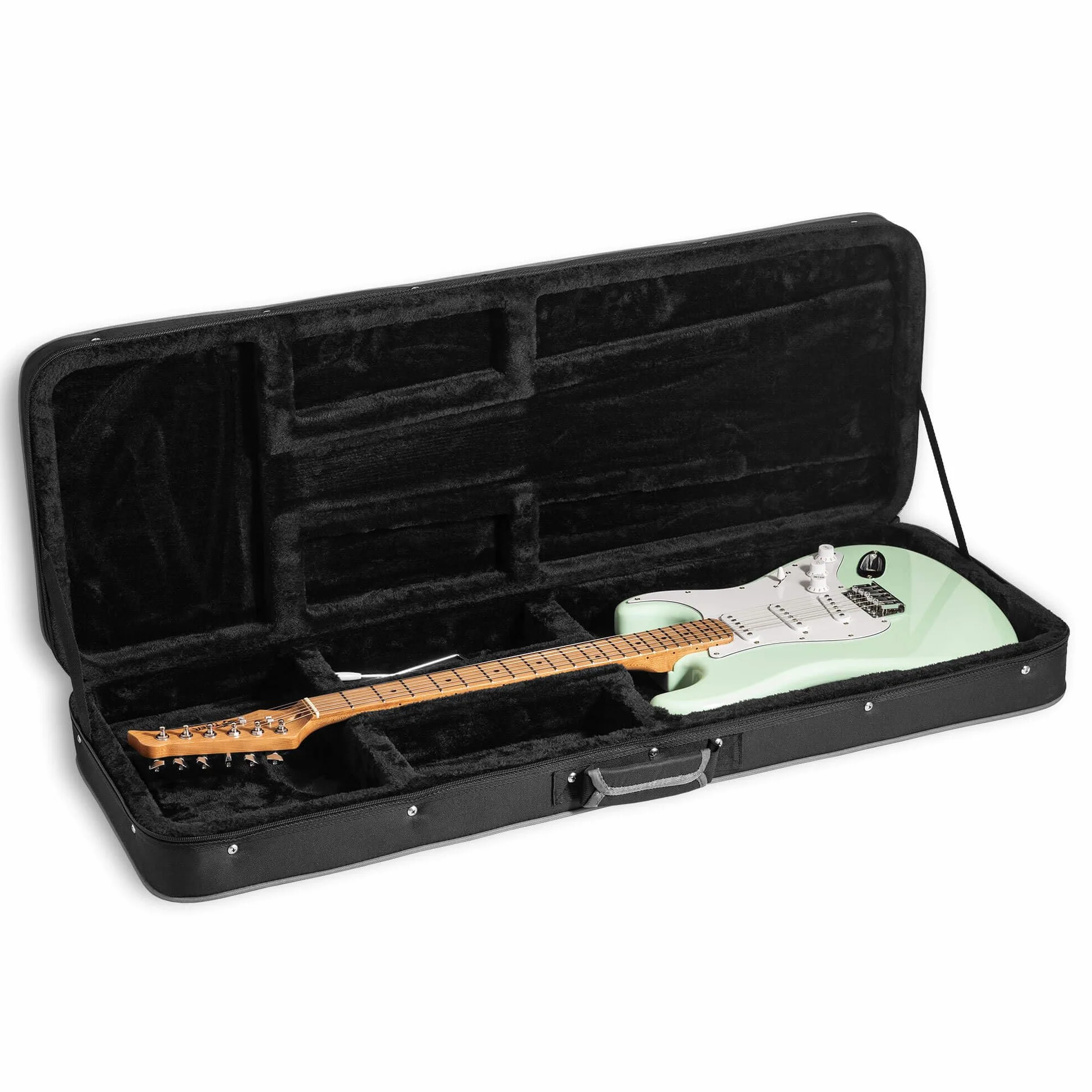 Tiger Funda rígida Espuma Guitarra eléctrica 39" | Espuma moldeada, doble almacenamiento, exterior Oxford 600D resistente, asa cómoda para transporte seguro