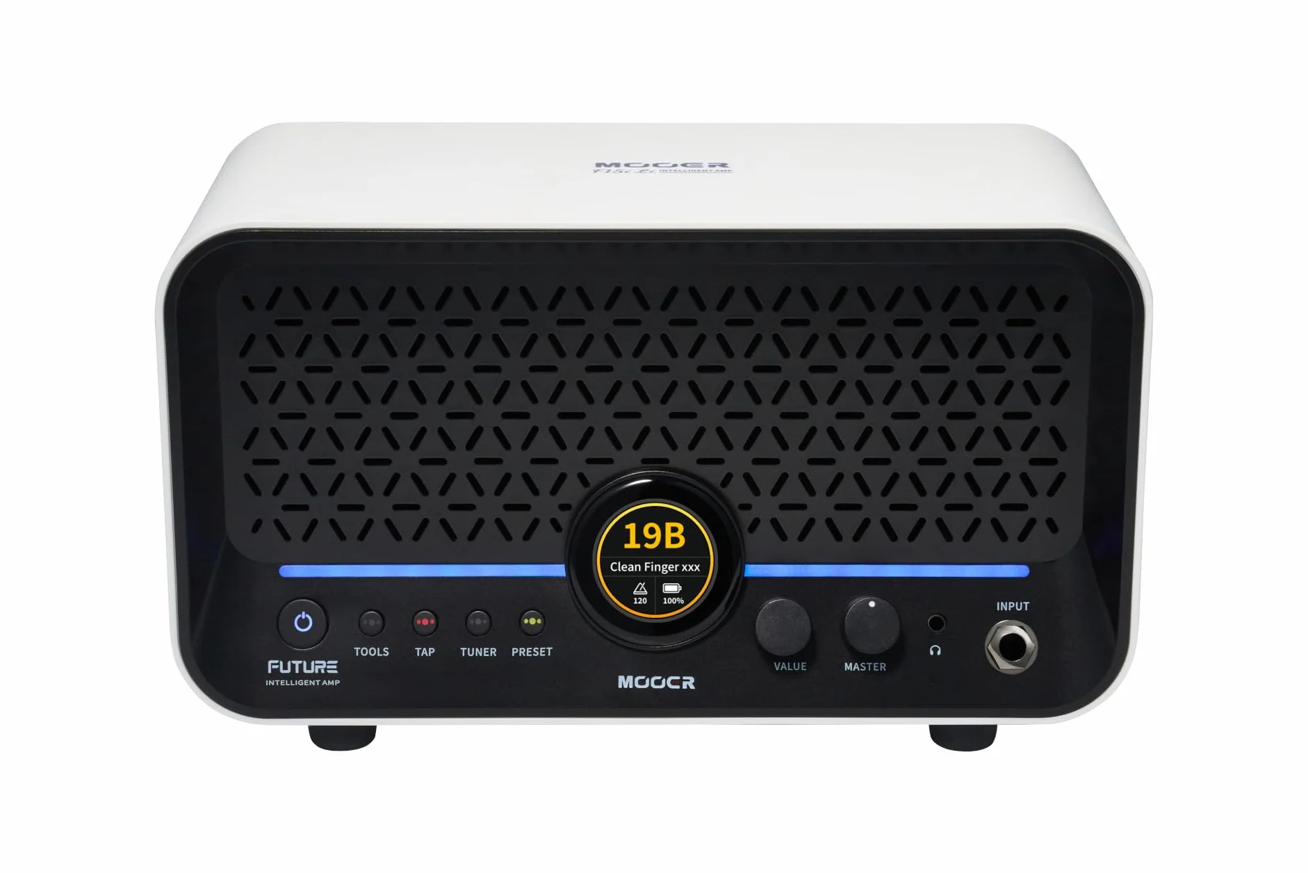 Mooer F15i Li - Combo de Guitarra Multi-Efectos y Modelado, 15 Vatios, con Batería - Blanco Nieve