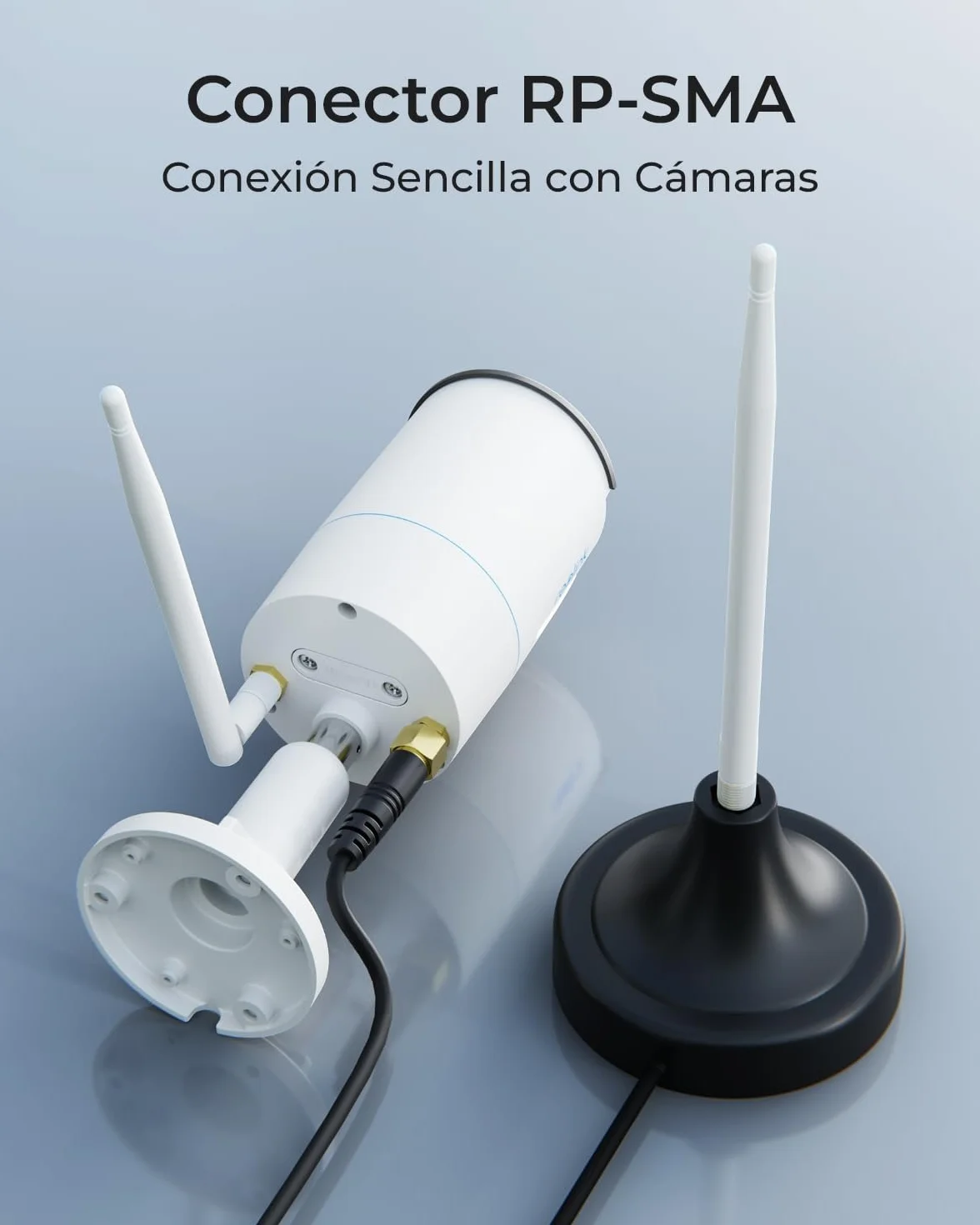 Reolink Cable de extensión de antena WiFi con conector RP-SMA, RP-SMA macho a hembra, base de soporte magnético, cable de 10 pies, diseñado para cámaras WiFi y batería con antenas externas extraíbles