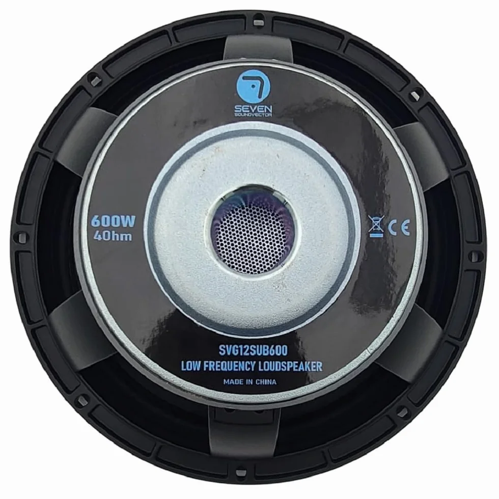 Seven Soundvector SVG12SUB600/8 Subwoofer 12 Pulgadas Altavoz Profesional de Grave Sub-Grave 8 Ohm 600W AES 1200W Peak