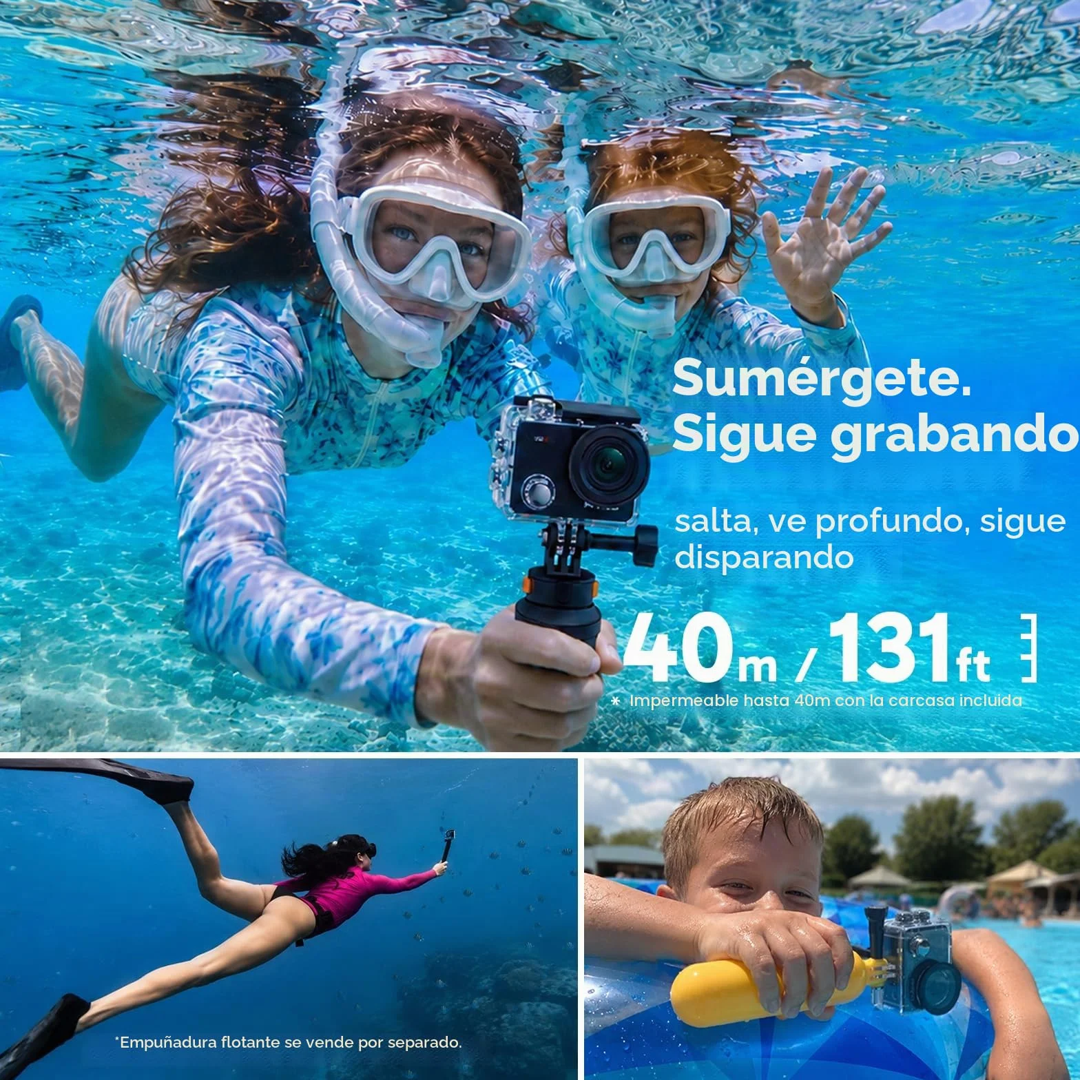 AKASO V50 X Cámara Deportiva 4K 128GB microSDXC U3 WiFi 20MP Sumergible 40M Pantalla Táctil Control Remoto