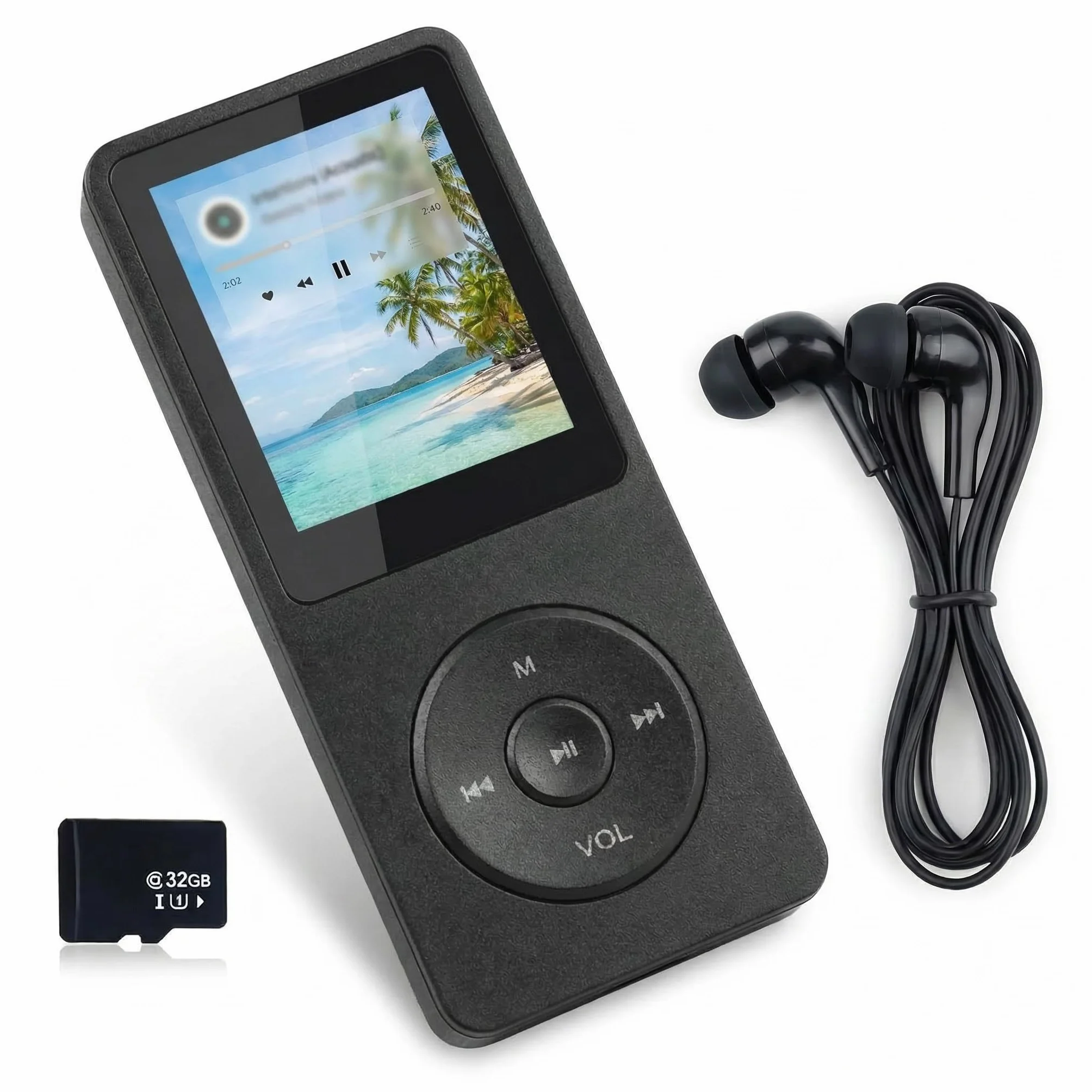 Reproductor MP3 Bluetooth 5.3 32GB con Altavoz, MP3 Player para Niños Deportes, Hi-Fi, Batería 70h, Pantalla 1,8"