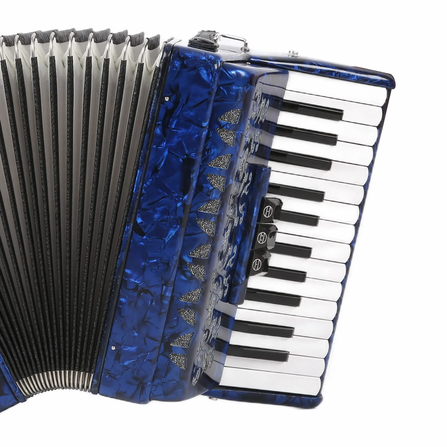 Acordeón de Celuloide, Acordeón Diatónico ABS 26 Teclas 48 Bajos Instrumento de Teclado de Piano Educativo con Correas Ajustables, Exquisito Acordeón de Piano de Celuloide para