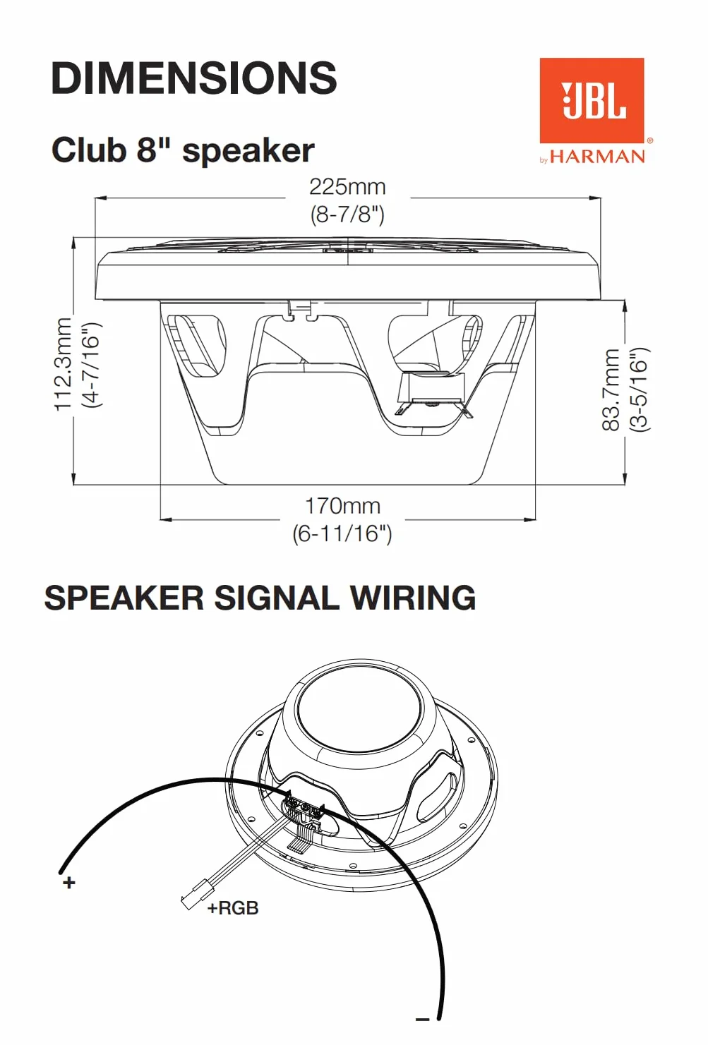 JBL Marine CLUB82 Altavoces coaxiales Marinos 2 vías 8 Pulgadas con 150 W RMS y 450 W Pico, sensibilidad 92 dB, 4 ohmios, protección IPx5, woofer Plus One y Tweeter Pei Resistente UV