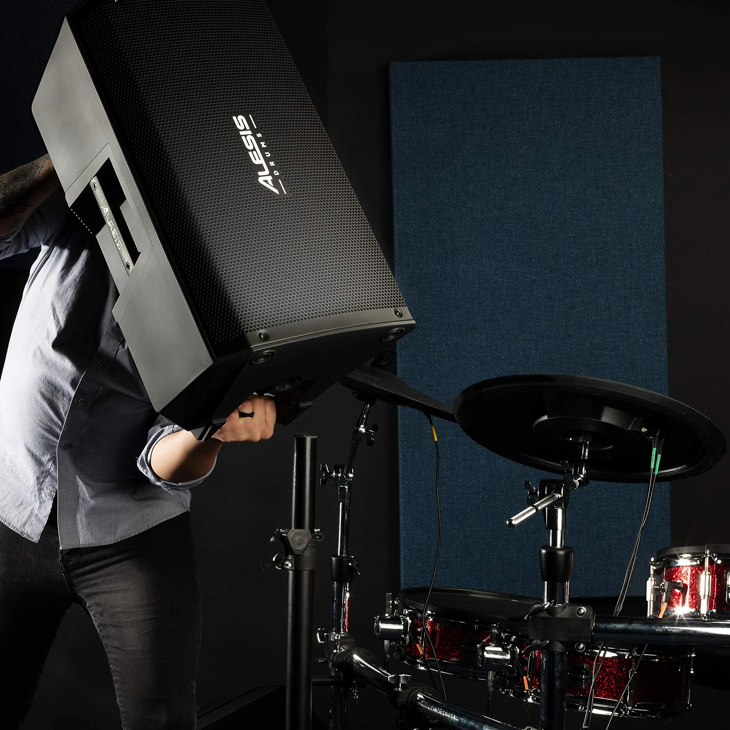 Alesis Strike Amp 12 MK2 - Altavoz Amplificador de 2500W para batería electrónica con Bluetooth, woofer 12", conmutador EQ HPF y conmutador Ground-Lift