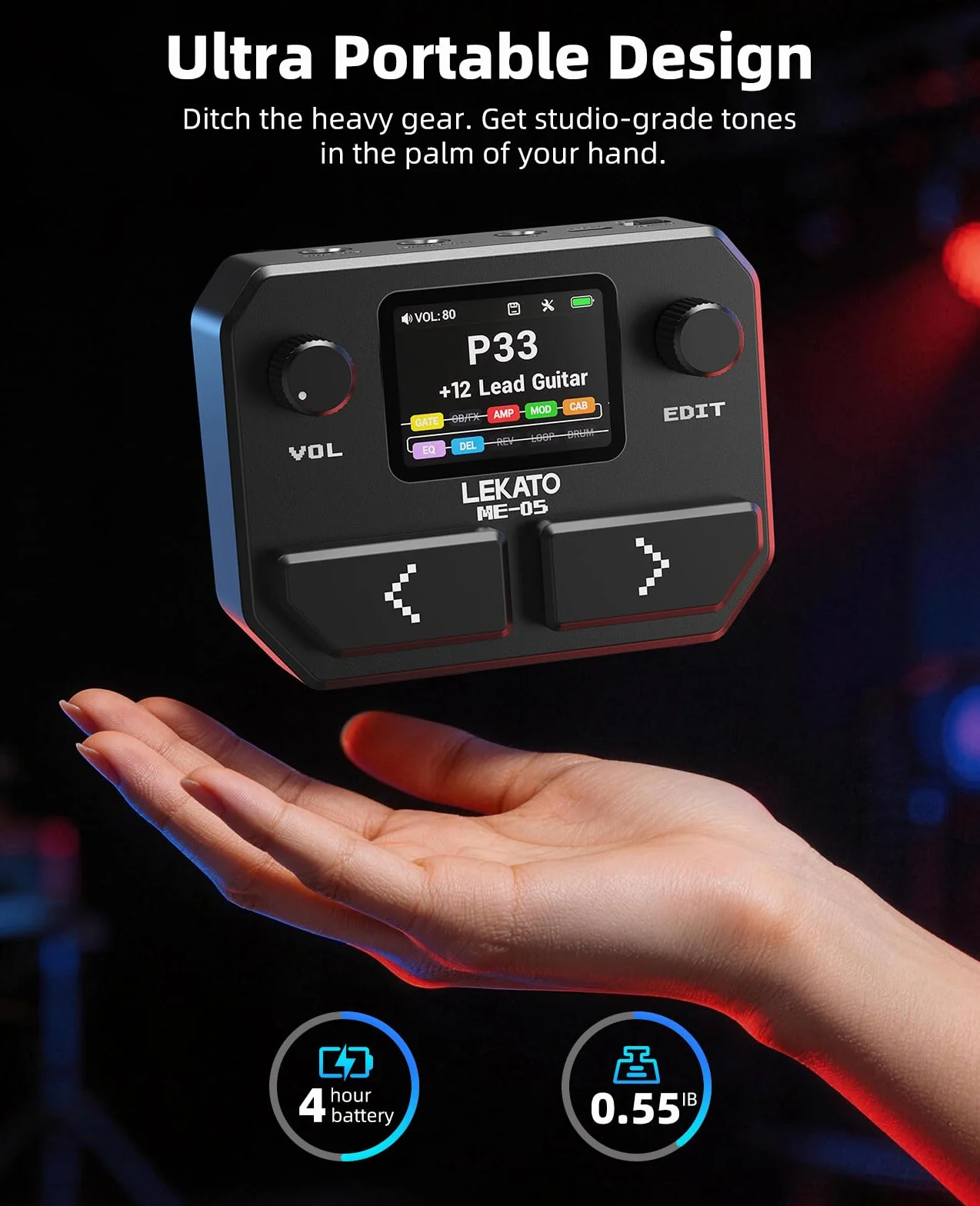 LEKATO Pedal Multiefectos Negro