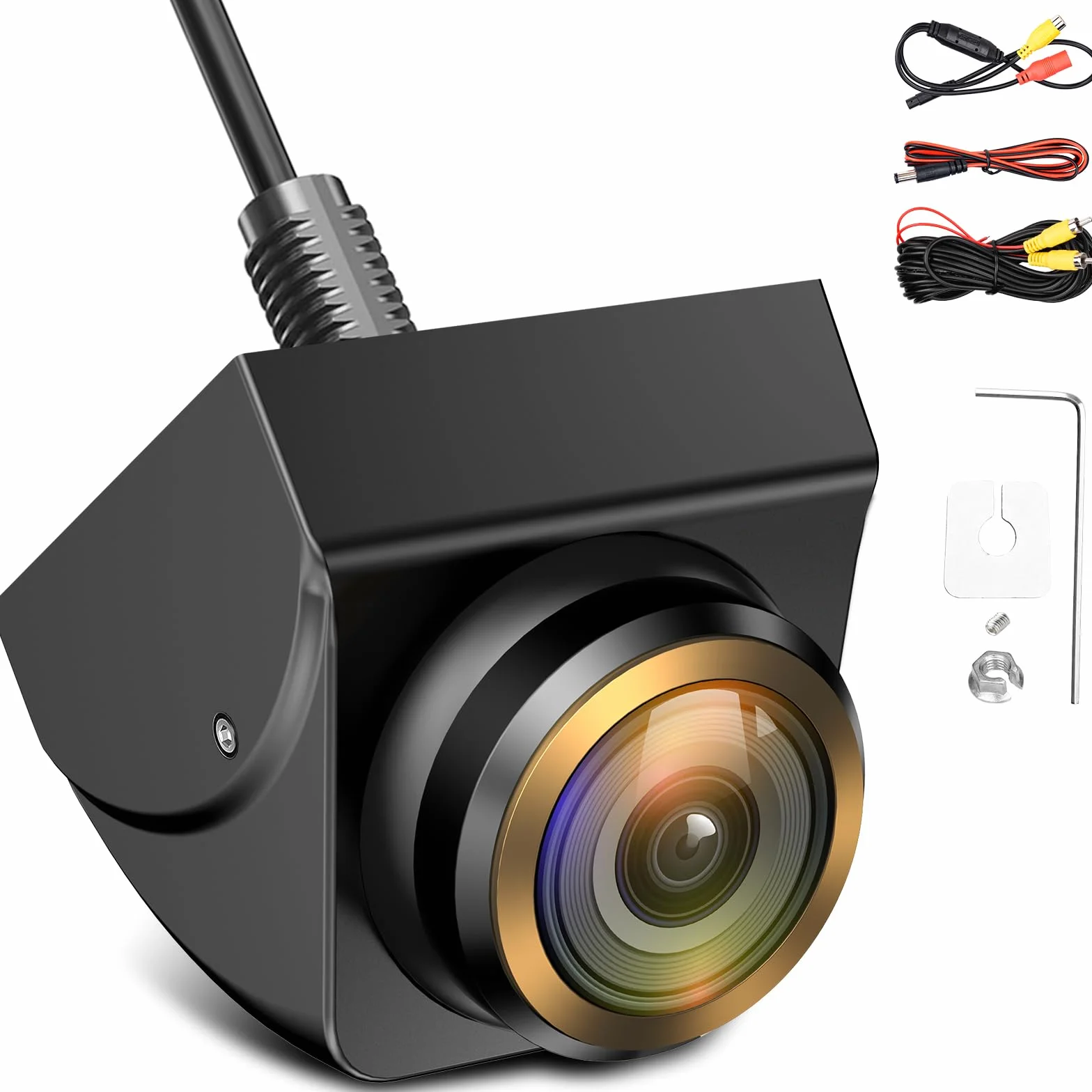 HD 720P Cámara de Marcha Atrás, 360° Ajustable Camara Trasera Coche, Gran Angular 170° IP68 Impermeable Camara Marcha Atras Coche Nocturna para automóvil, SUV, Camper, Caravana