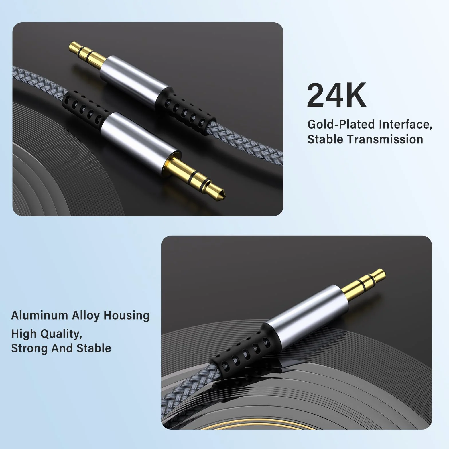 Cable Jack 3.5 Macho Macho,Cable Jack 3,5mm A Jack EstéReo jack cable 3,5 [1,2 M] jack cable Trenzado De Nailon Para Radio De Coche,Auriculares,Pc,TeléFono MóVil,Sistema EstéReo,Tableta,Mp3/Mp4 Gris