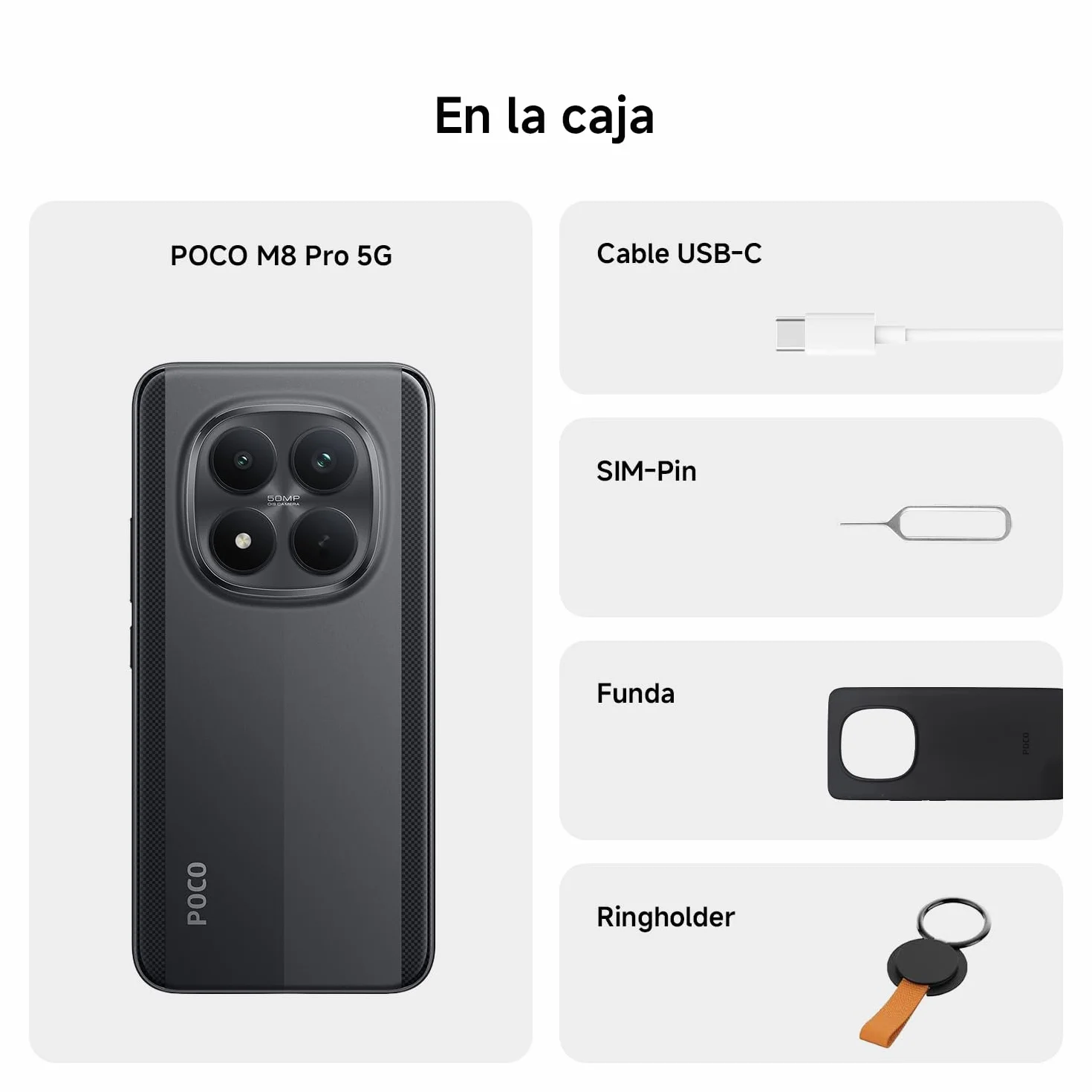 XIAOMI POCO M8 Pro 5G - Smartphone de 8+256GB, Pantalla de 6,83" 1.5K AMOLED, Snapdragon 7s Gen 4, cámara de 50MP, Hypercharge 100W, Cargador no Incluido, Negro (Versión ES)