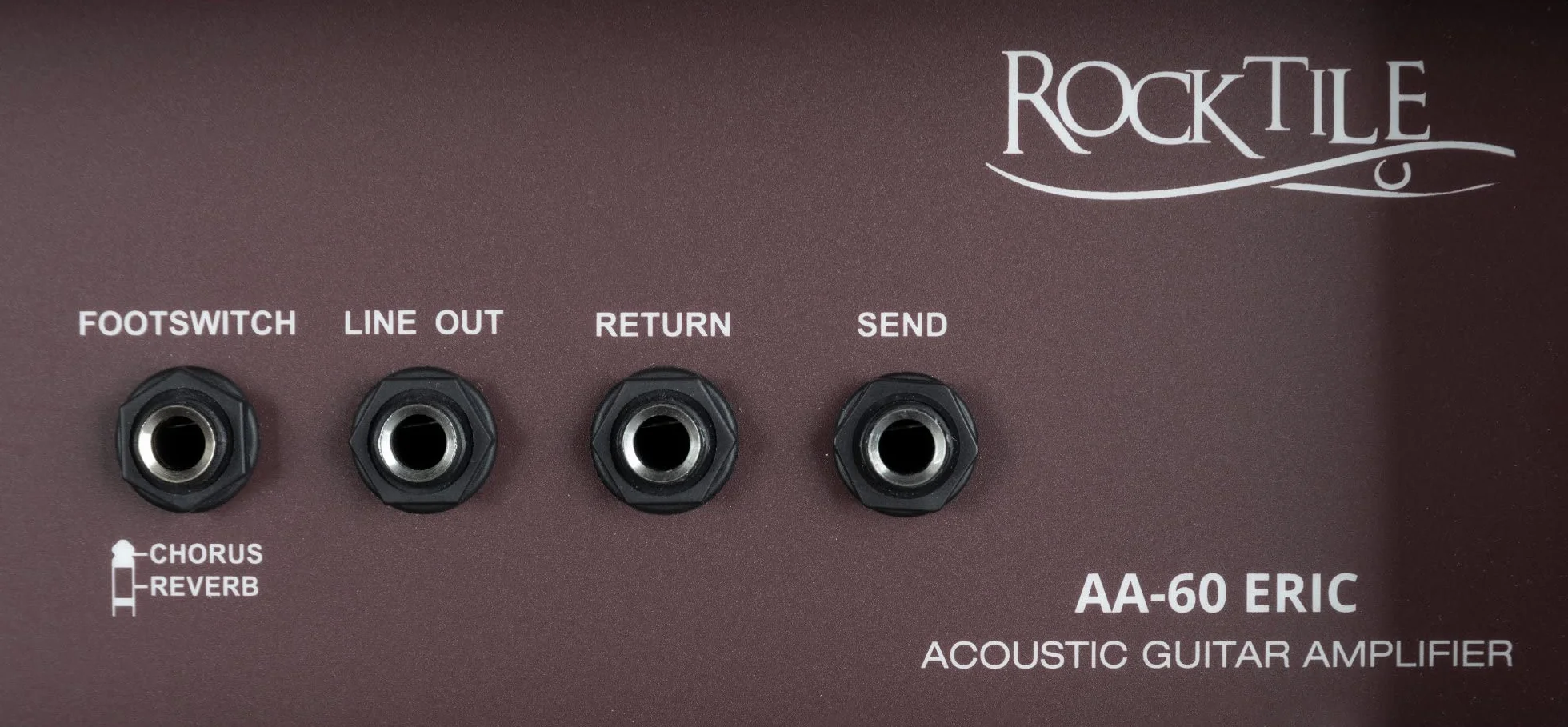 Rocktile AA-60 BN Eric Amplificador Acústico 60W, 2 Canales (micrófono y Guitarra), 2 Altavoces 10" + tweeters 2,5", Entrada AUX, Salida línea, Efectos Chorus y reverberación, marrón.