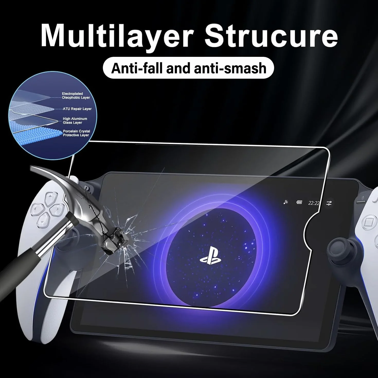 3 Protector de Pantalla Vidrio Templado para Sony PS5 PlayStation Portal, Dureza 9H, Resistente a Arañazos y Huellas Dactilares