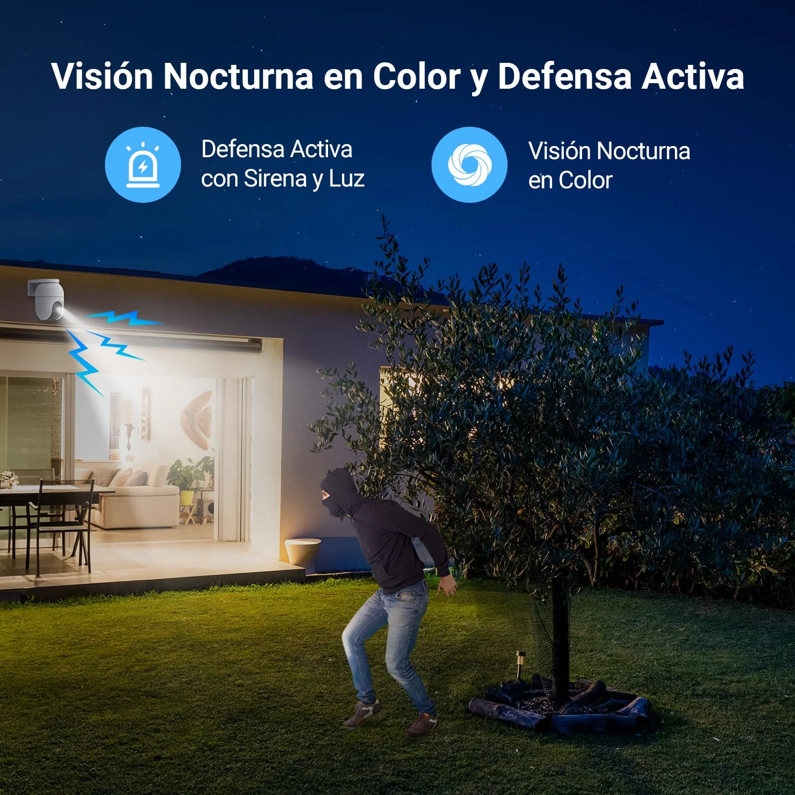 EZVIZ 2PCS Cámara Vigilancia WiFi Exterior 360°,1080P Cámara IP de Seguridad,Visión Nocturna en Color,IA Detección de Personas,Seguimiento Automático,Audio Bidireccional,Sirena, Alexa/Google,C8c 2MP
