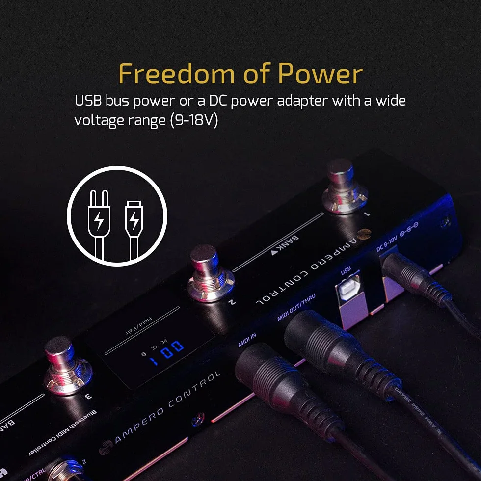 HOTONE MIDI Pedal controlador de pie Bluetooth Ampero Control de 4 botones