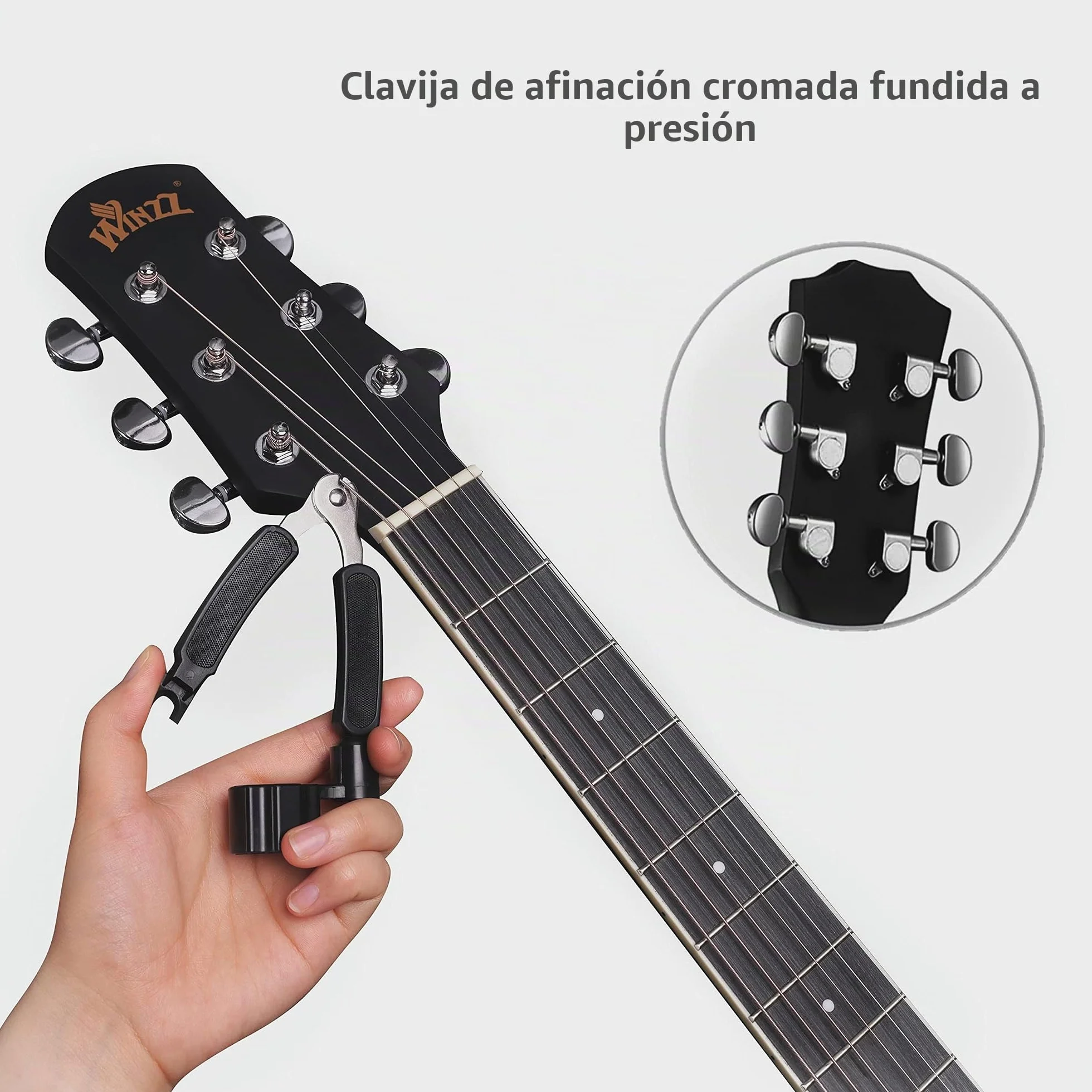 Winzz 41 Pulgadas Acoustic Guitar 4/4 Tamaño Completo para Adolescente Adulto Principiante Set, Negro Cutaway