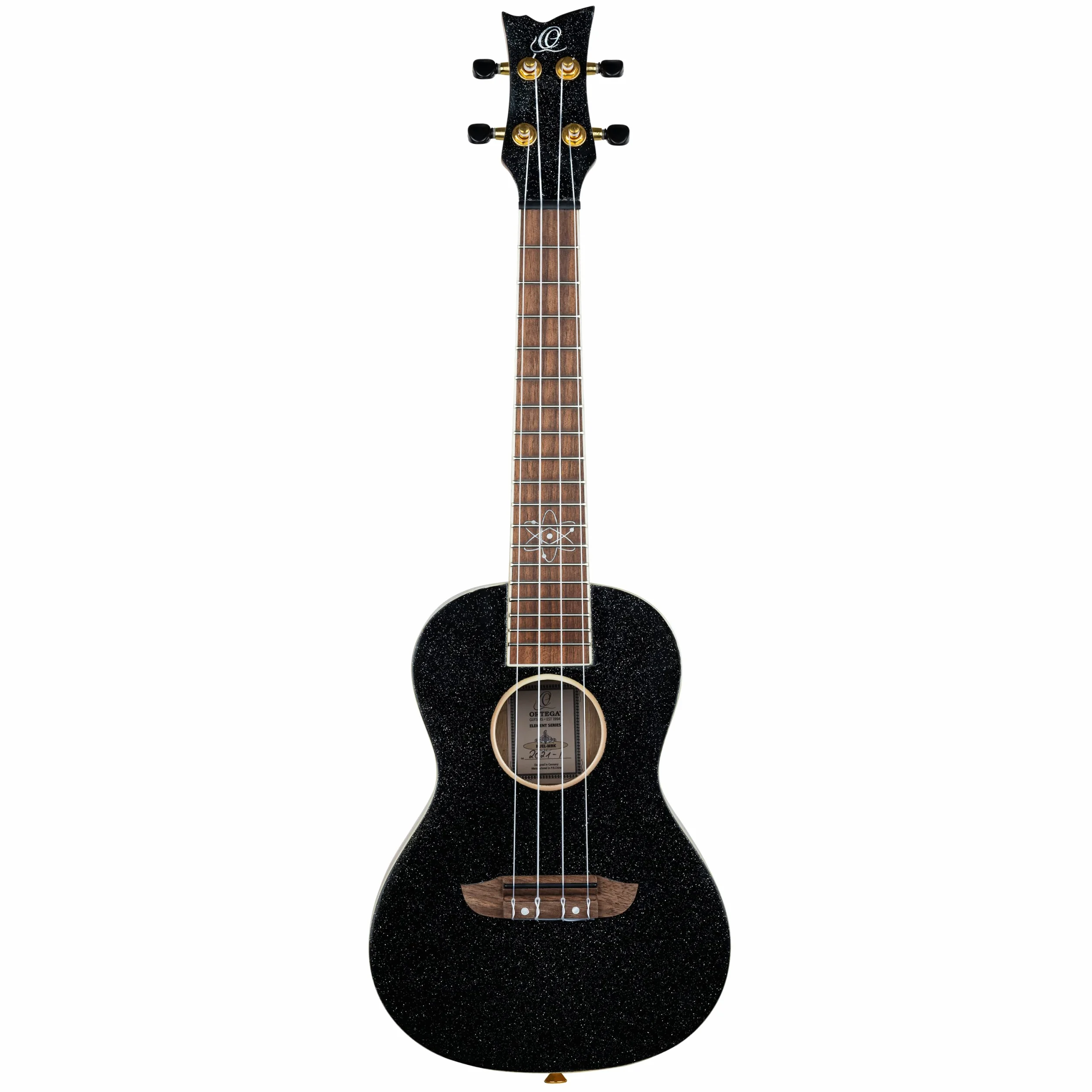 Ortega Guitars Ukelele de Concierto negro - Serie Element - incluye Deluxe Gig Bag - abeto/catalpa (RUEL-MBK)