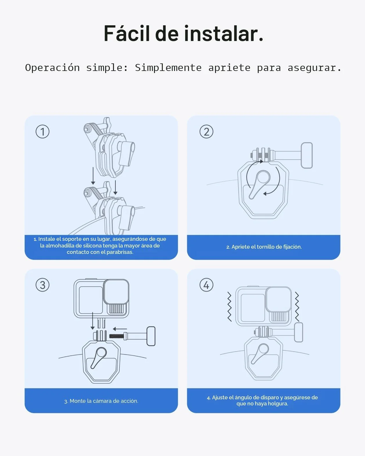 TELESIN Soporte de Aluminio para Parabrisas de Moto con Abrazadera Clip Compatible con Hero 13 12 11 10 9 Insta360 X5 X4 X3 Ace Pro Osmo Action 6 5 Pro 4 3 2 Accesorios para Motos y cámaras de acción